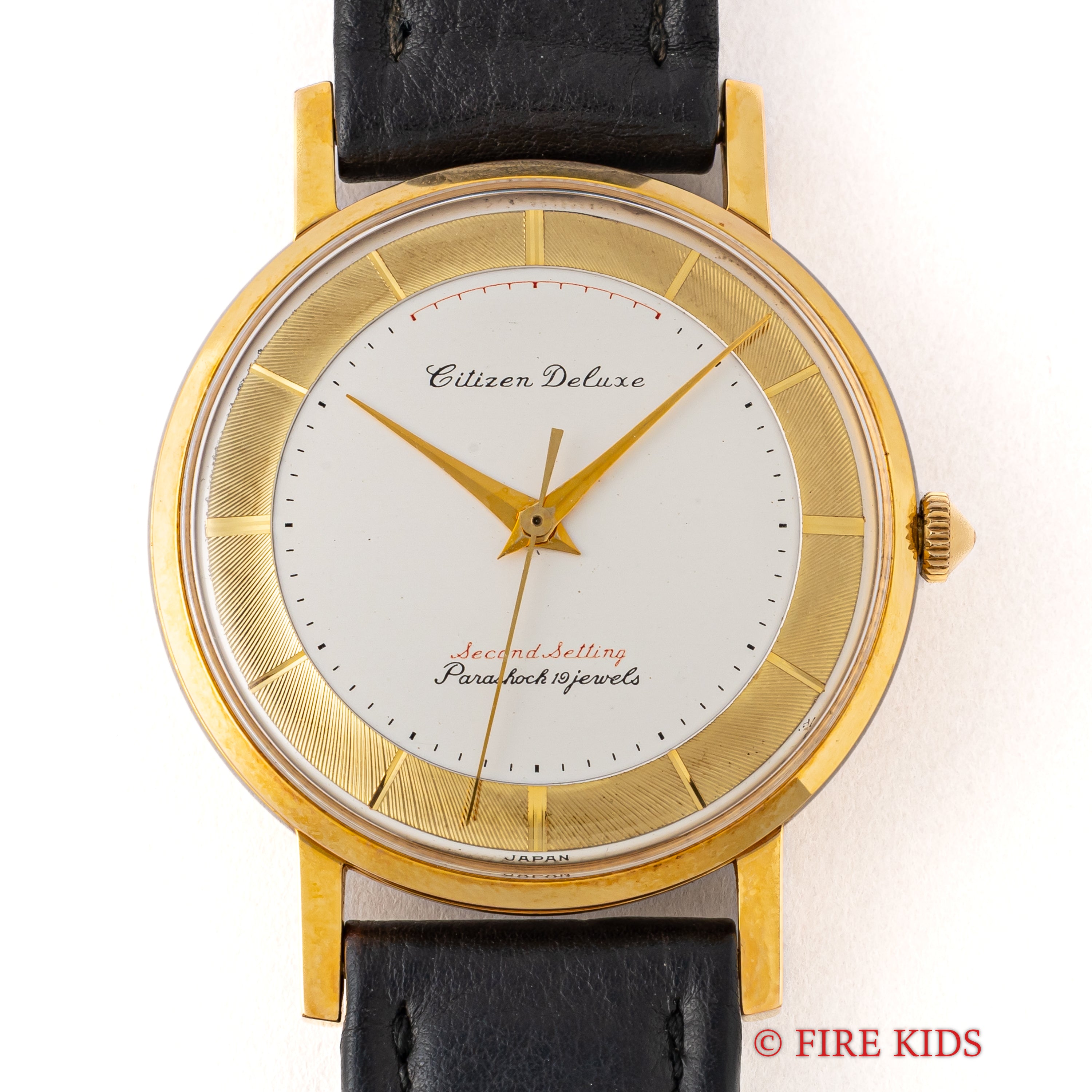 シチズン デラックス セコンドセッティング CGPケース 1960年代 純正革ベルト、尾錠、箱、タグ付き