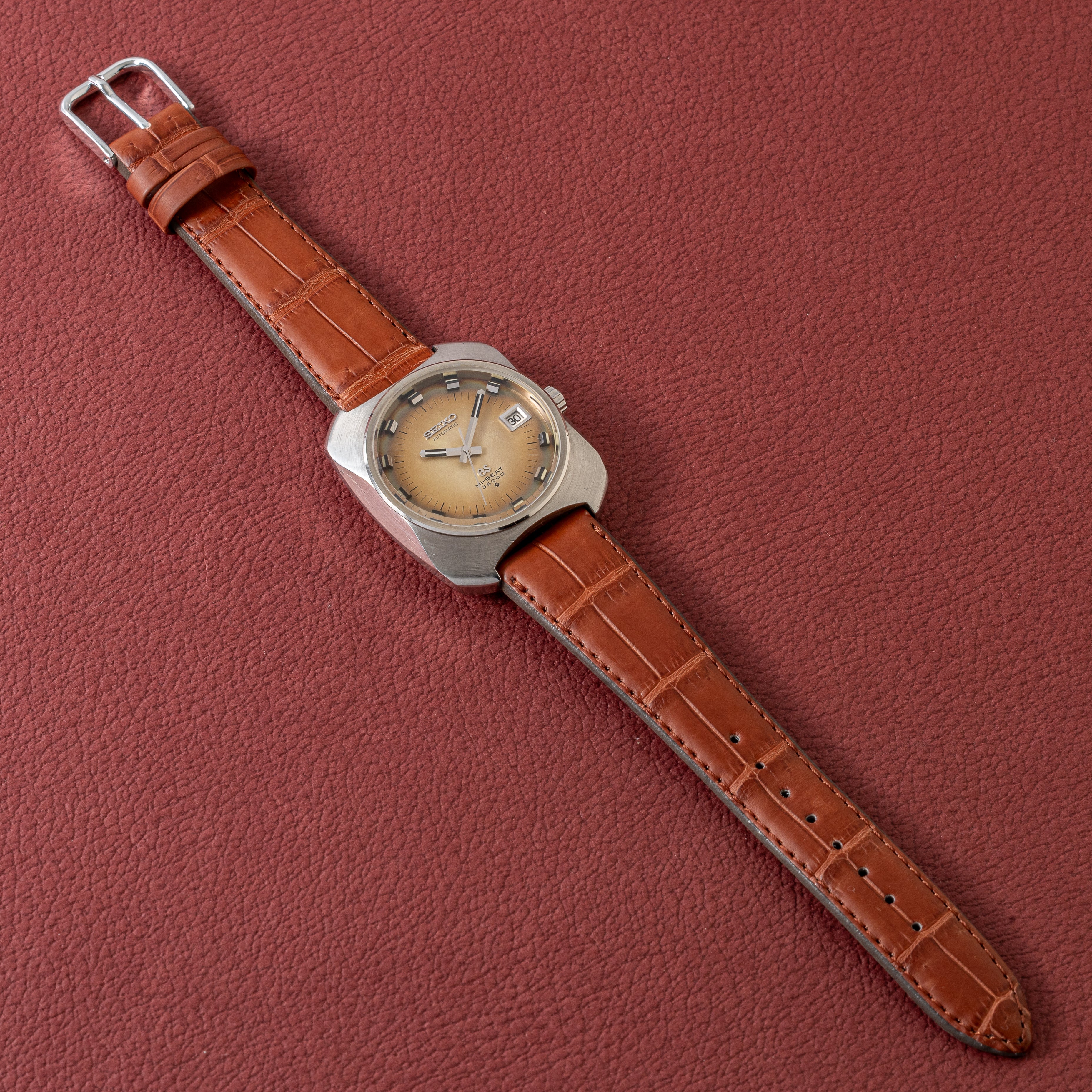 グランドセイコー 1969年製 Ref.6145-8020 61GS クッションケース 純正革ベルト付き