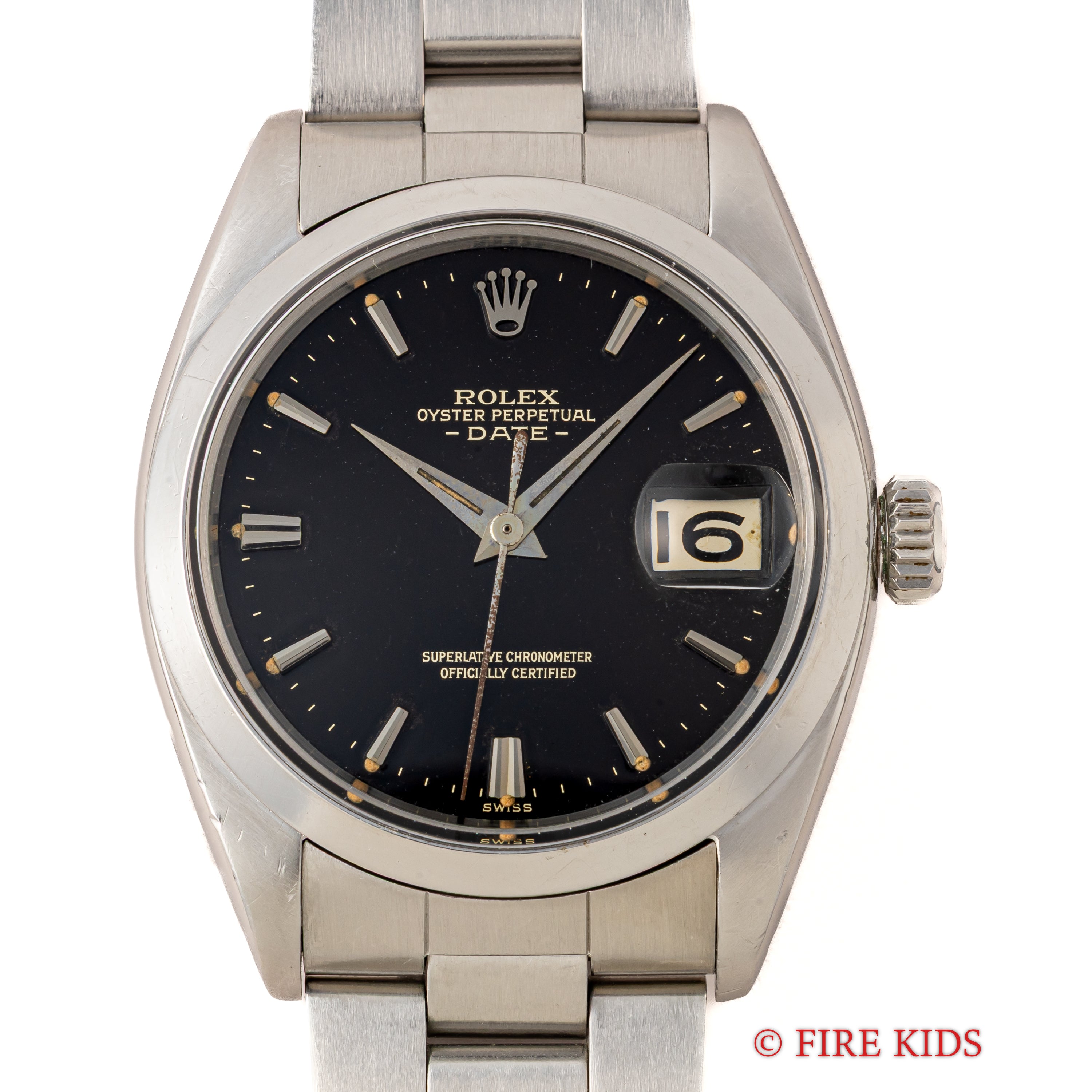 ロレックス オイスターパーペチュアルデイト ブラックダイアル 自動巻き 1961年製 Ref.1500 Cal.1560 箱、ギャラ、クロノメーター証付