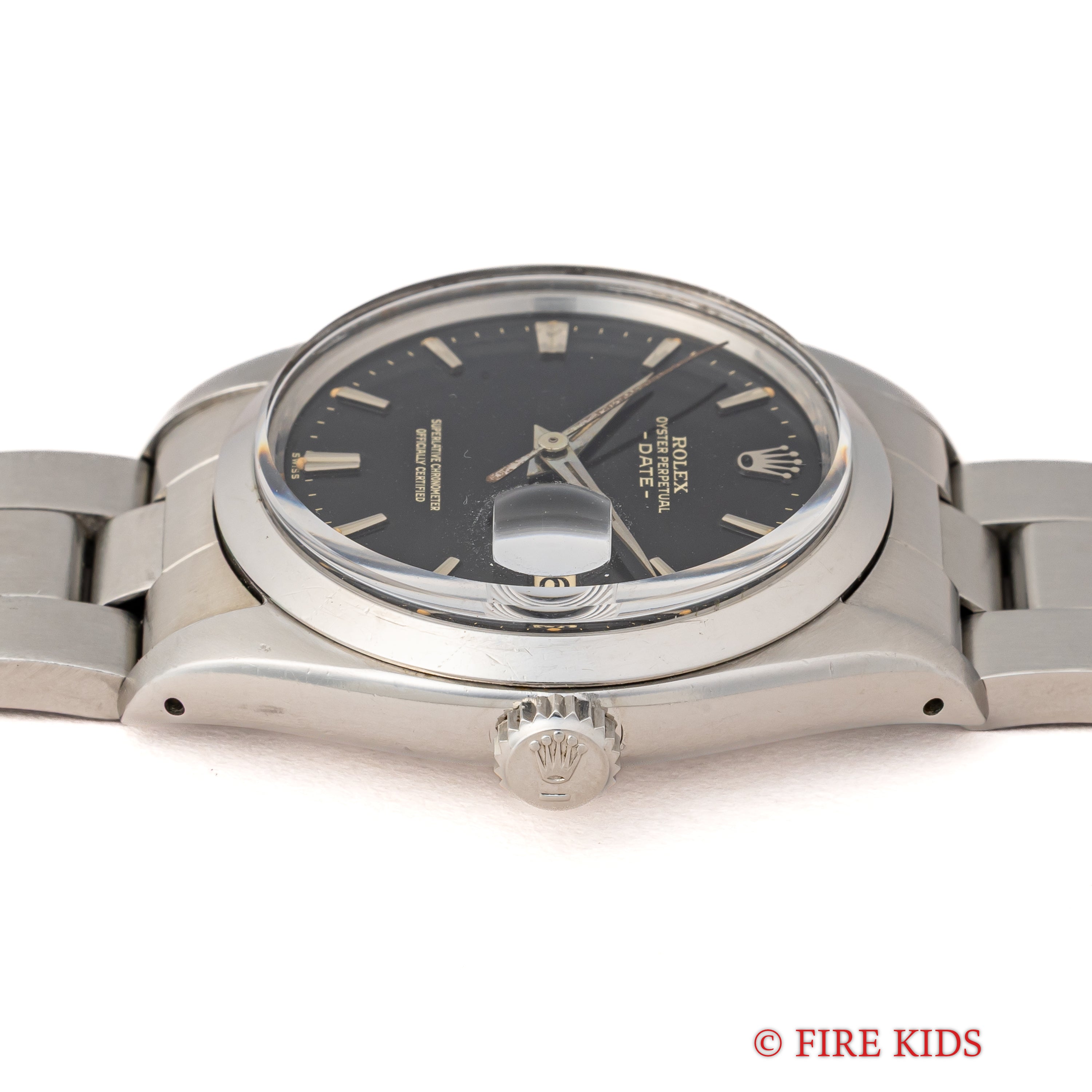 ロレックス オイスターパーペチュアルデイト ブラックダイアル 自動巻き 1961年製 Ref.1500 Cal.1560 箱、ギャラ、クロノメーター証付