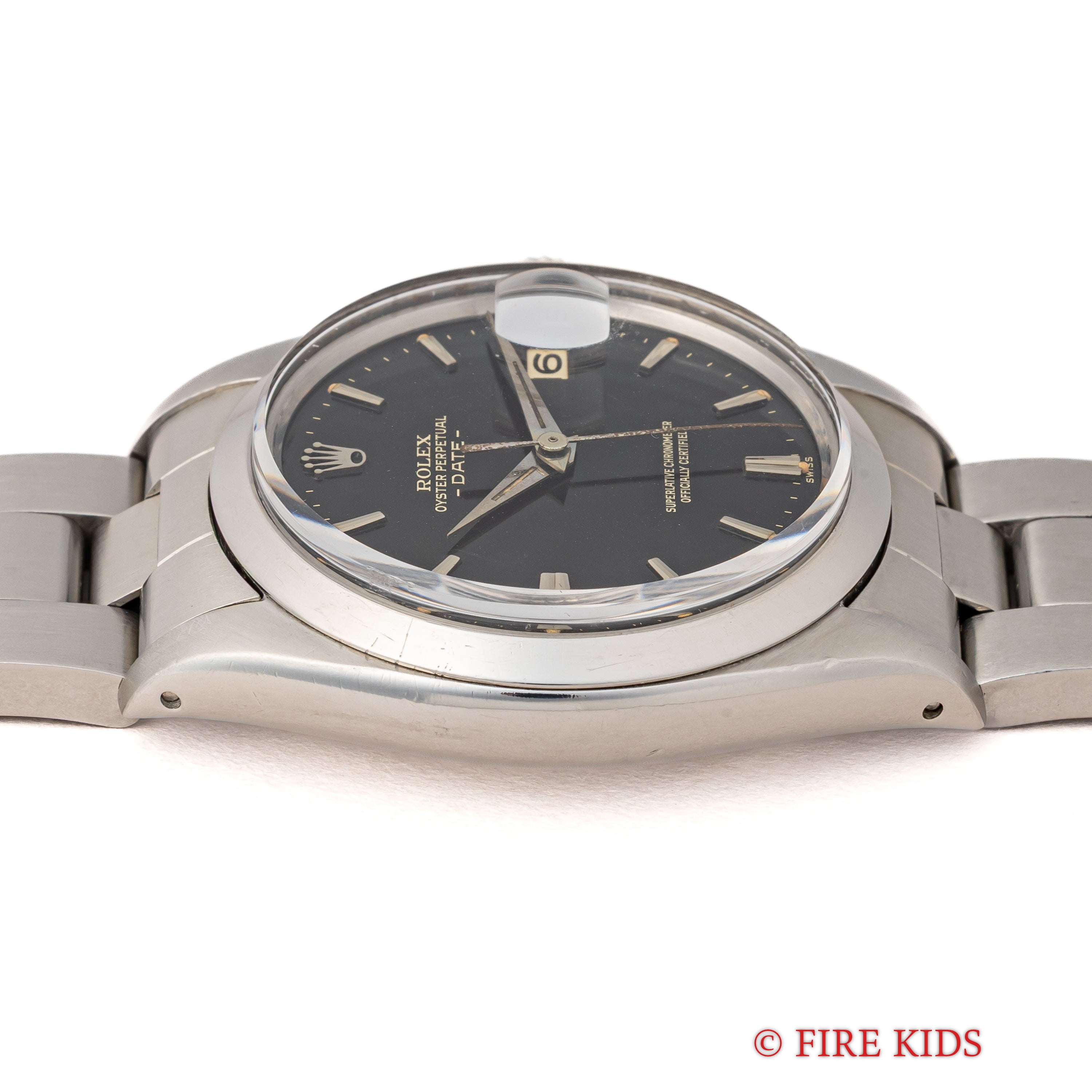 ロレックス オイスターパーペチュアルデイト ブラックダイアル 自動巻き 1961年製 Ref.1500 Cal.1560 箱、ギャラ、クロノメーター証付