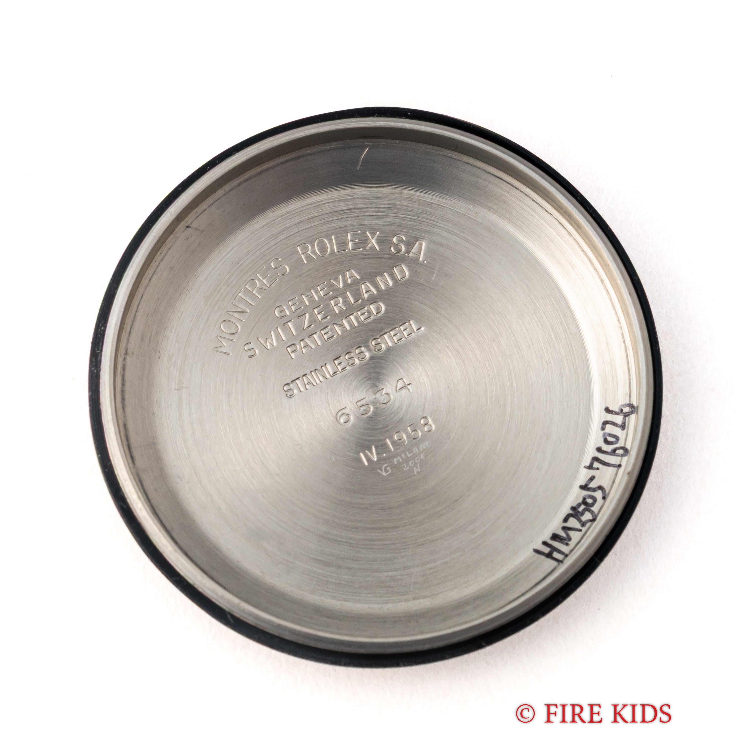 ロレックス オイスターパーペチュアルデイト Ref.6534 ブラックギルトダイヤル 1958年製 赤黒カレンダー 自動巻 Cal.1030 純正リベットブレス