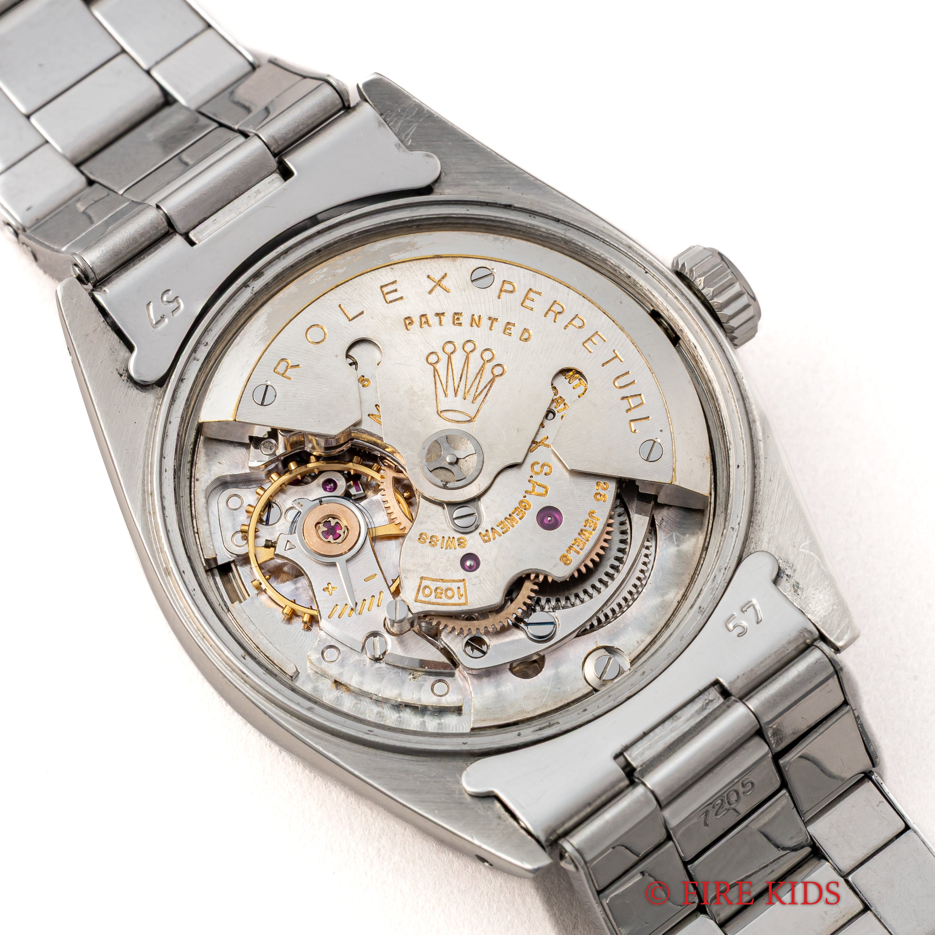 ロレックス オイスターパーペチュアルデイト Ref.6534 ブラックギルトダイヤル 1958年製 赤黒カレンダー 自動巻 Cal.1030 純正リベットブレス