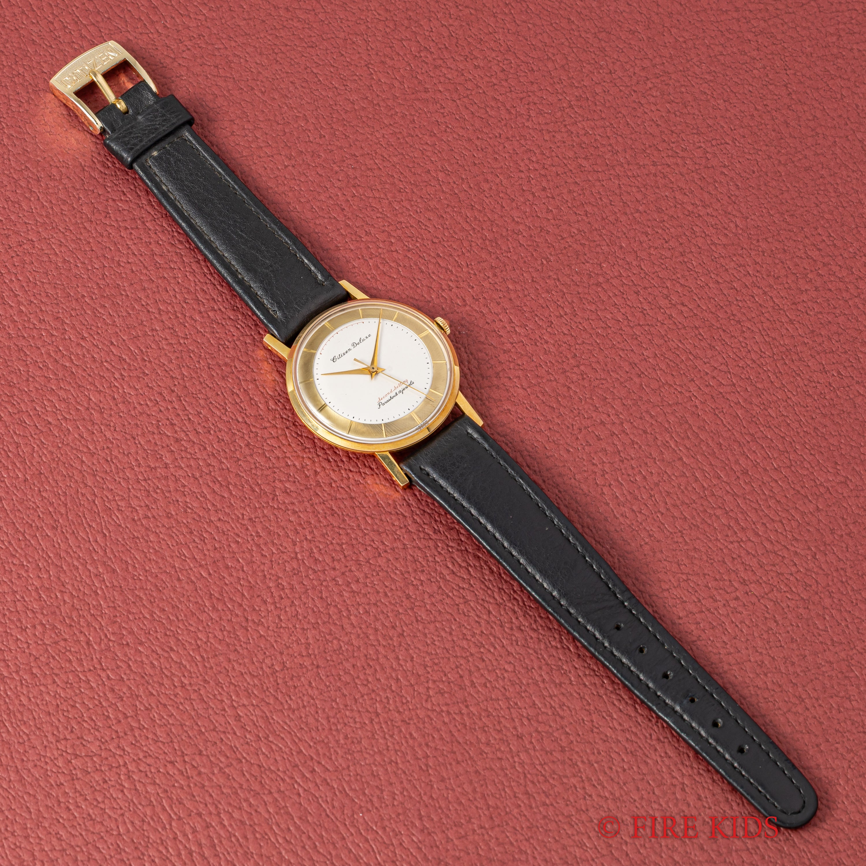 シチズン デラックス セコンドセッティング CGPケース 1960年代 純正革ベルト、尾錠、箱、タグ付き