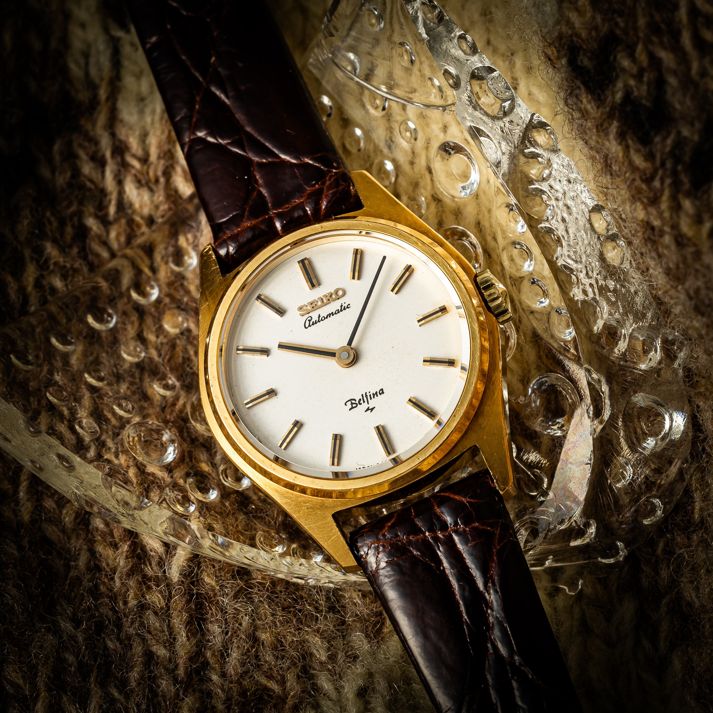 セイコー 18金無垢ケース ベルフィナ レディース 自動巻 純正尾錠付き