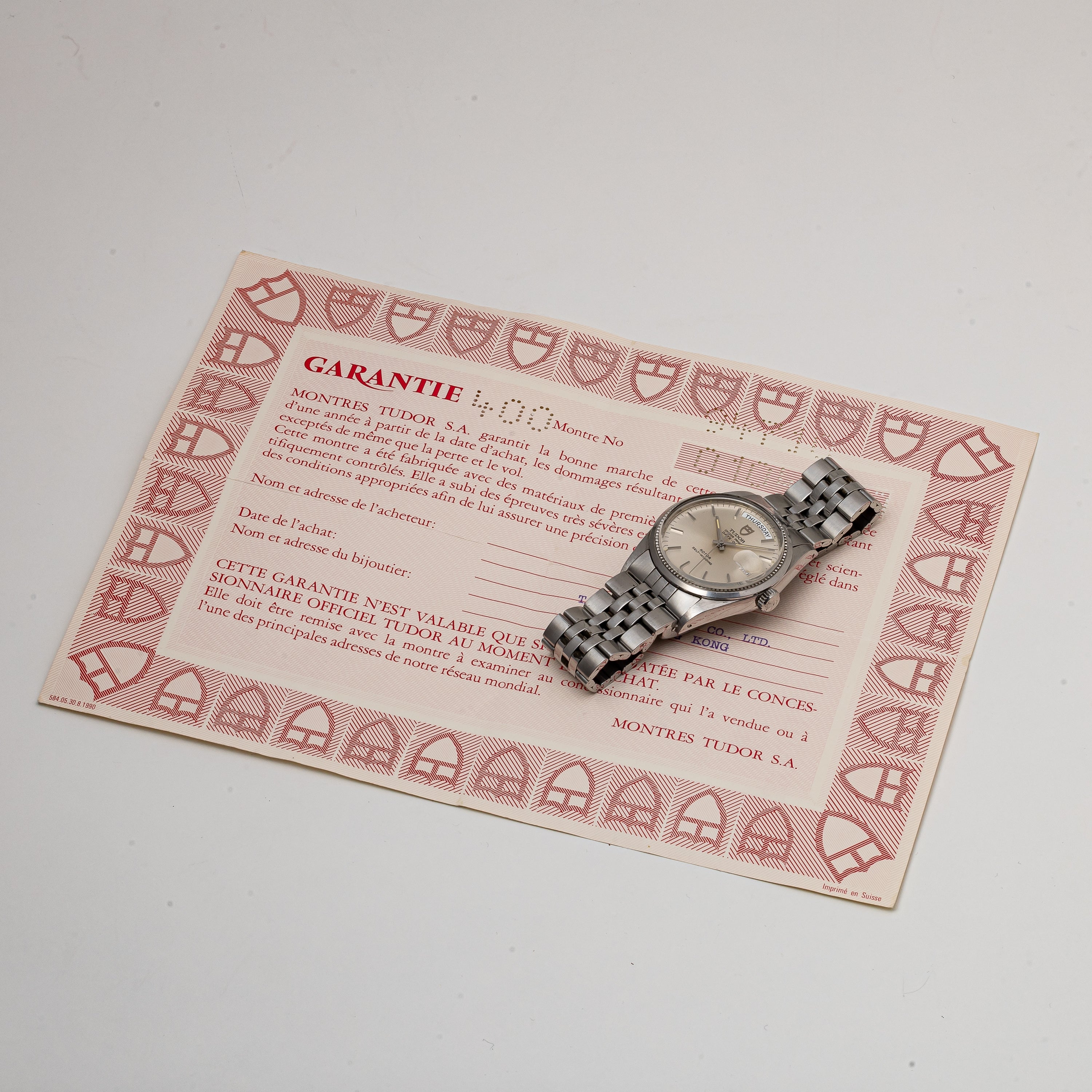 チューダー オイスタープリンス デイトデイ 1984年製 Ref.94710 シルバーダイヤル 箱、ギャラ、タグ付き