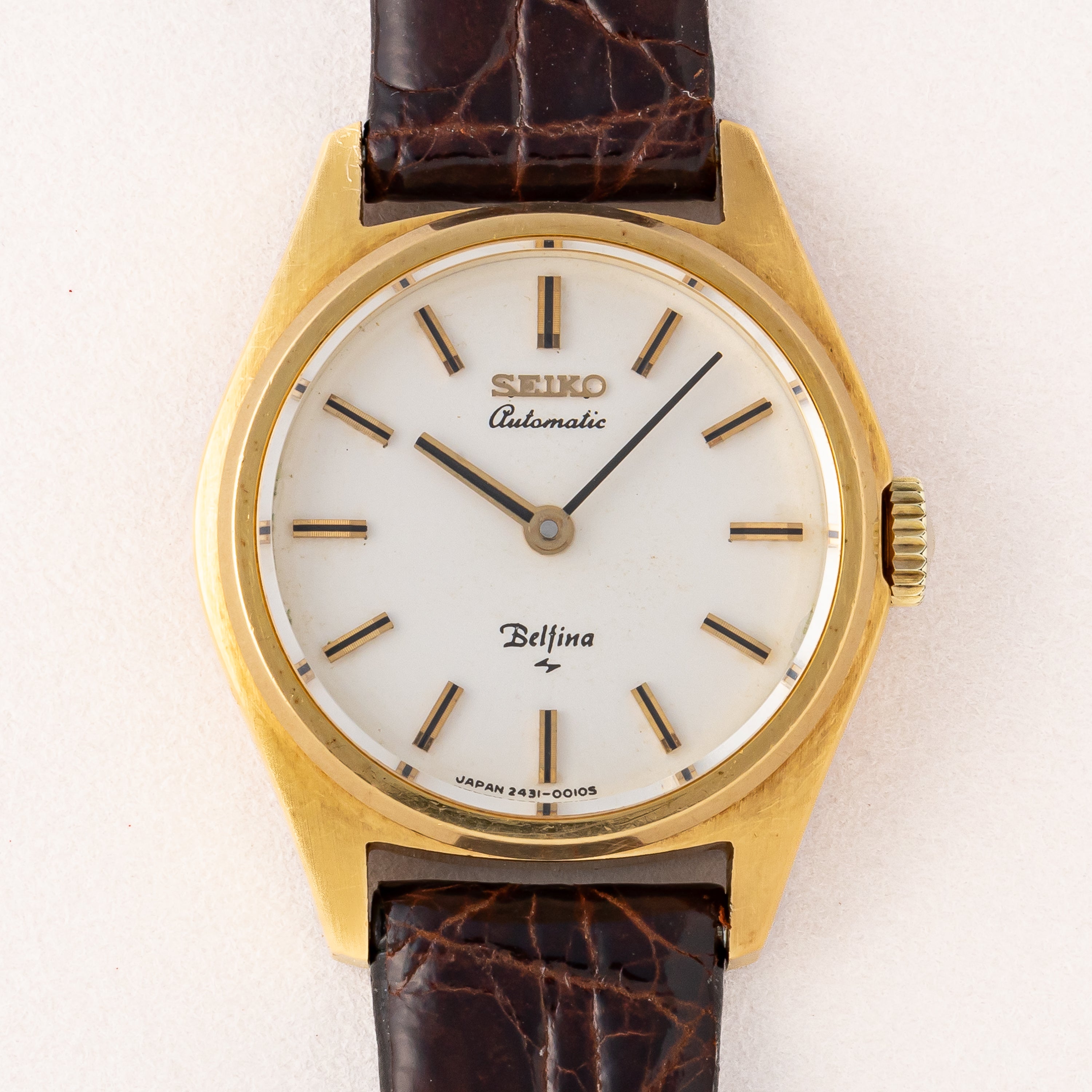 セイコー 18金無垢ケース ベルフィナ レディース 自動巻 純正尾錠付き
