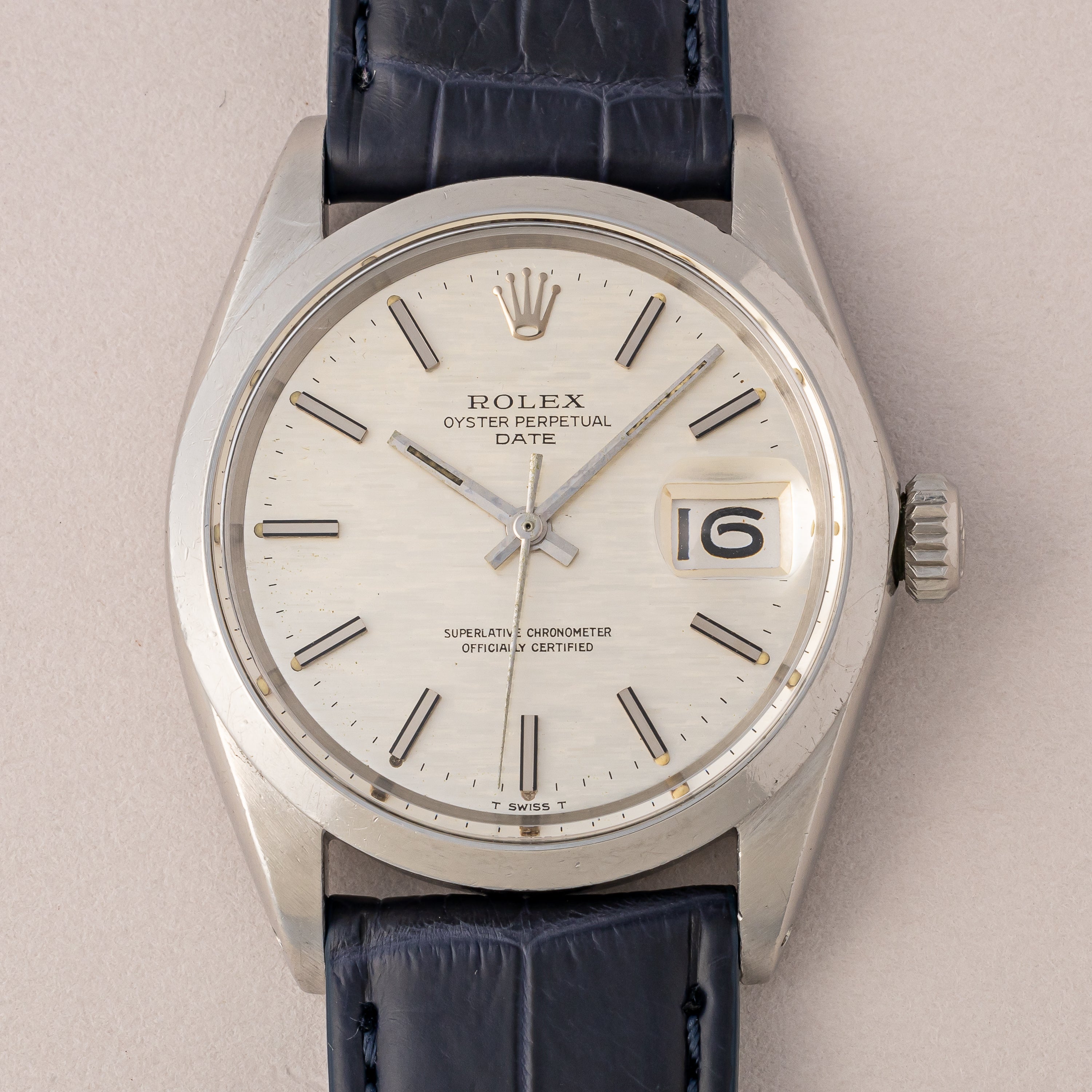 ロレックス オイスターパーペチュアルデイト 1970年製 Ref.1500 シルバーブリックダイヤル