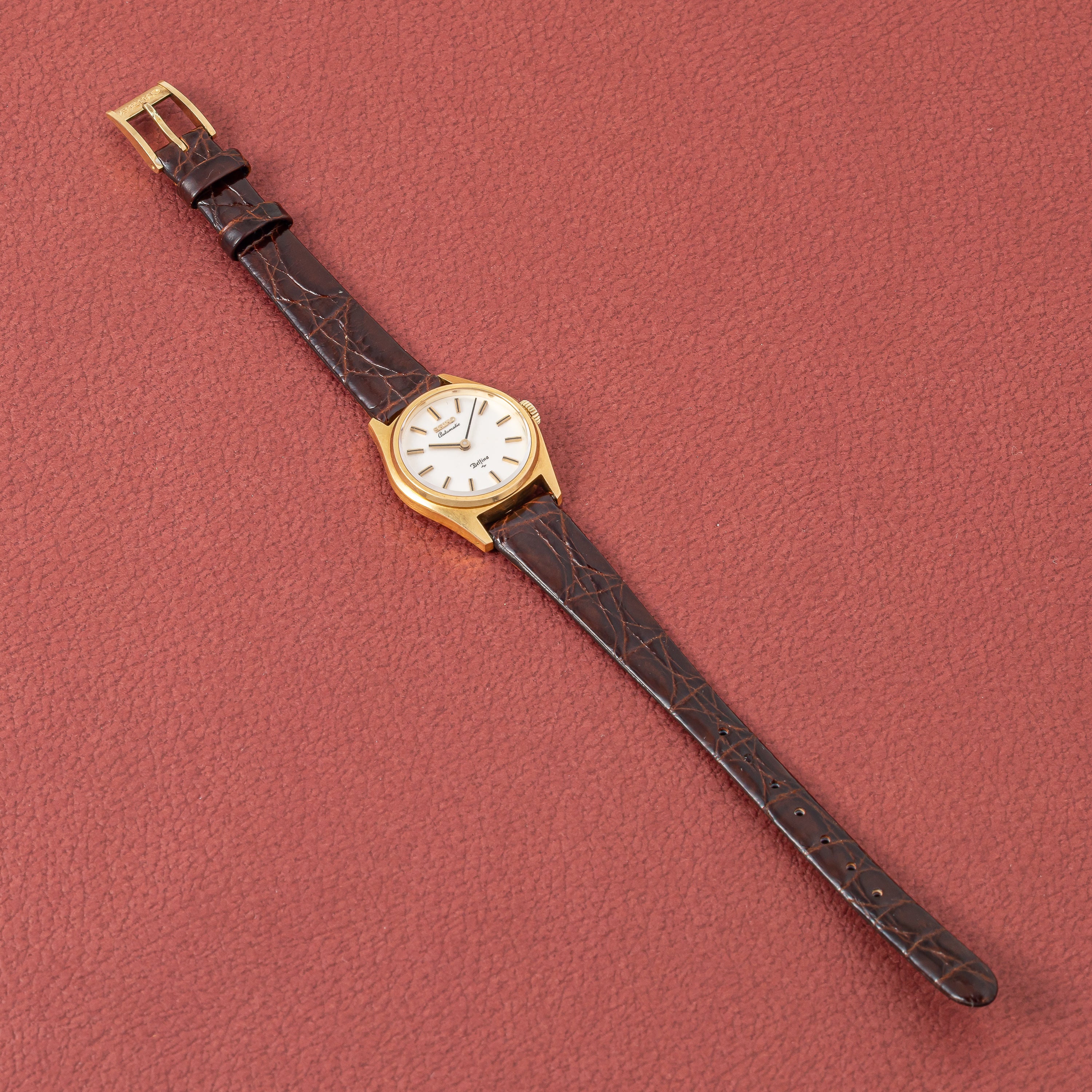 セイコー 18金無垢ケース ベルフィナ レディース 自動巻 純正尾錠付き