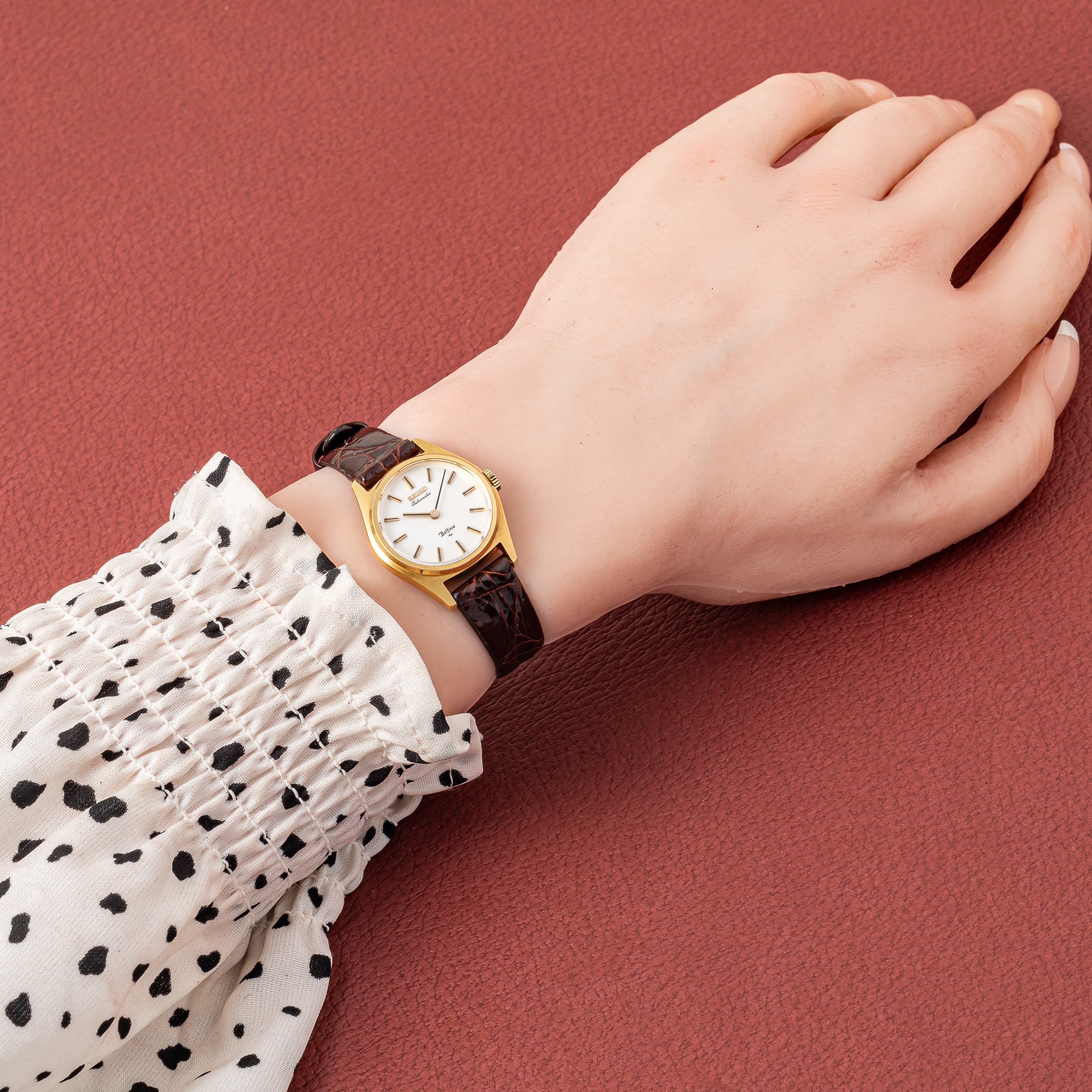 セイコー 18金無垢ケース ベルフィナ レディース 自動巻 純正尾錠付き