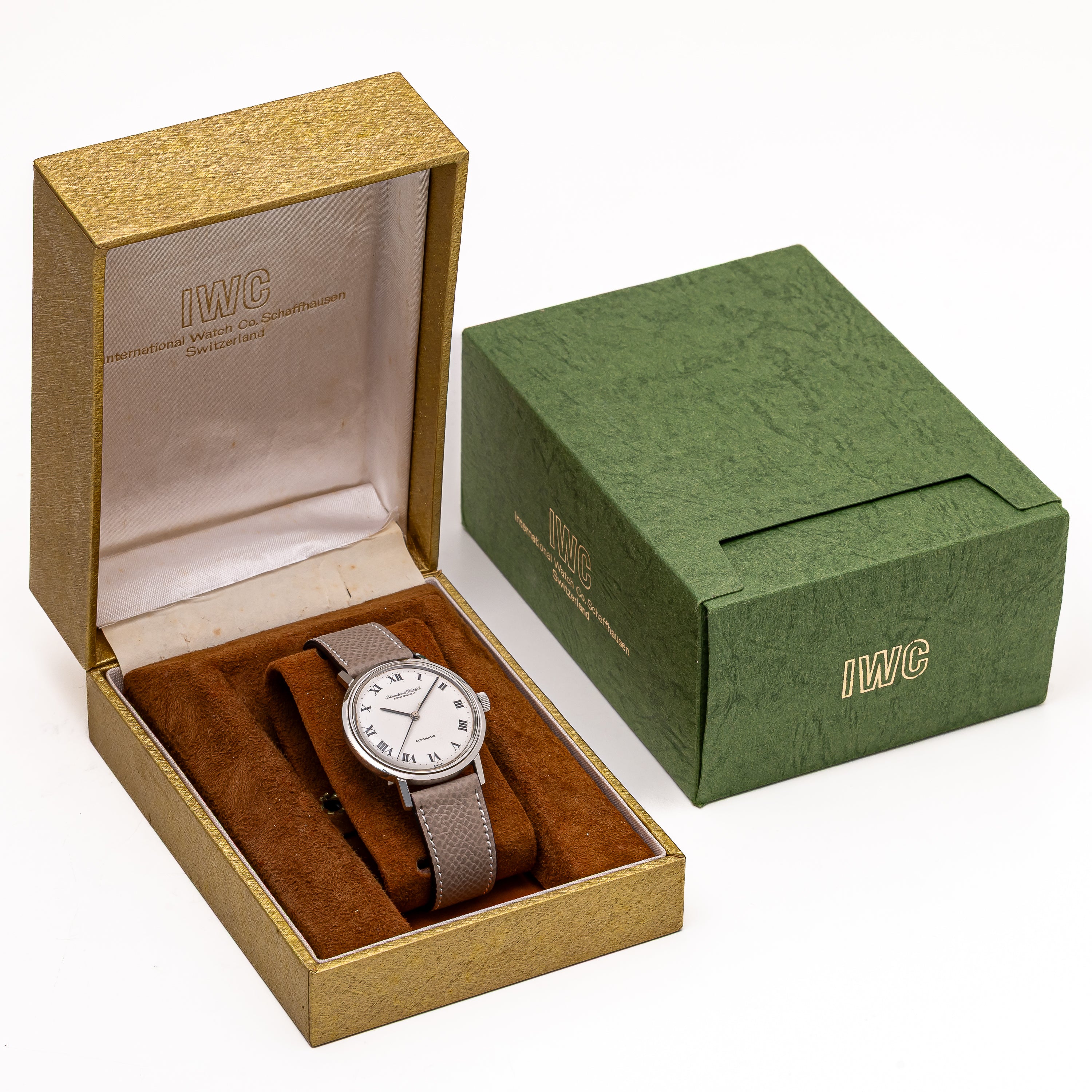 IWC 1977年製 ホワイトローマンダイヤル ペラトン式自動巻き Cal.854B ノンデイト 箱付き