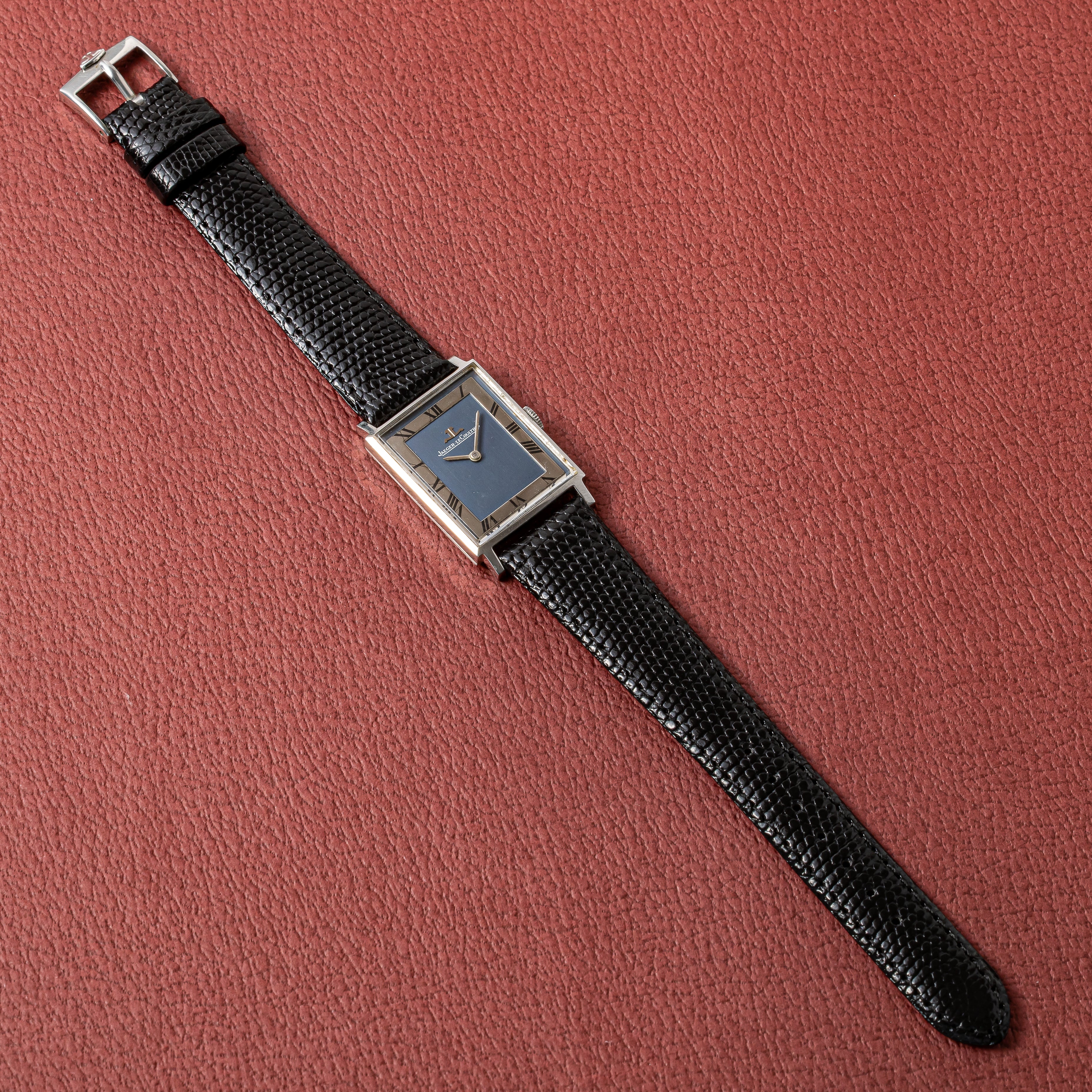 ジャガールクルト レクタンギュラー ローマンダイヤル 1970年代 純正尾錠付き