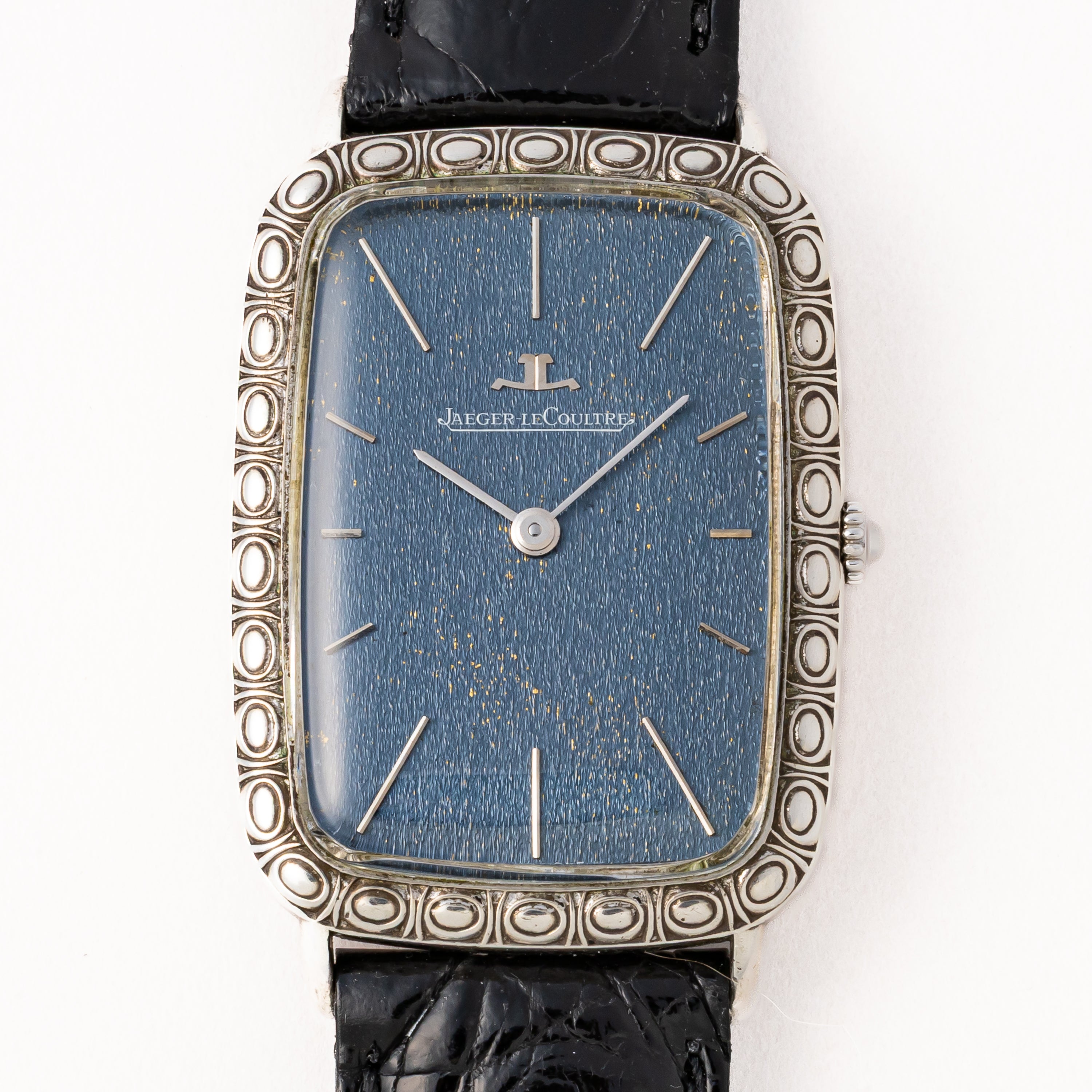 ジャガー・ルクルト 銀無垢レクタンギュラーケース ブルーダイヤル 1970年代製 手巻きCal818/2