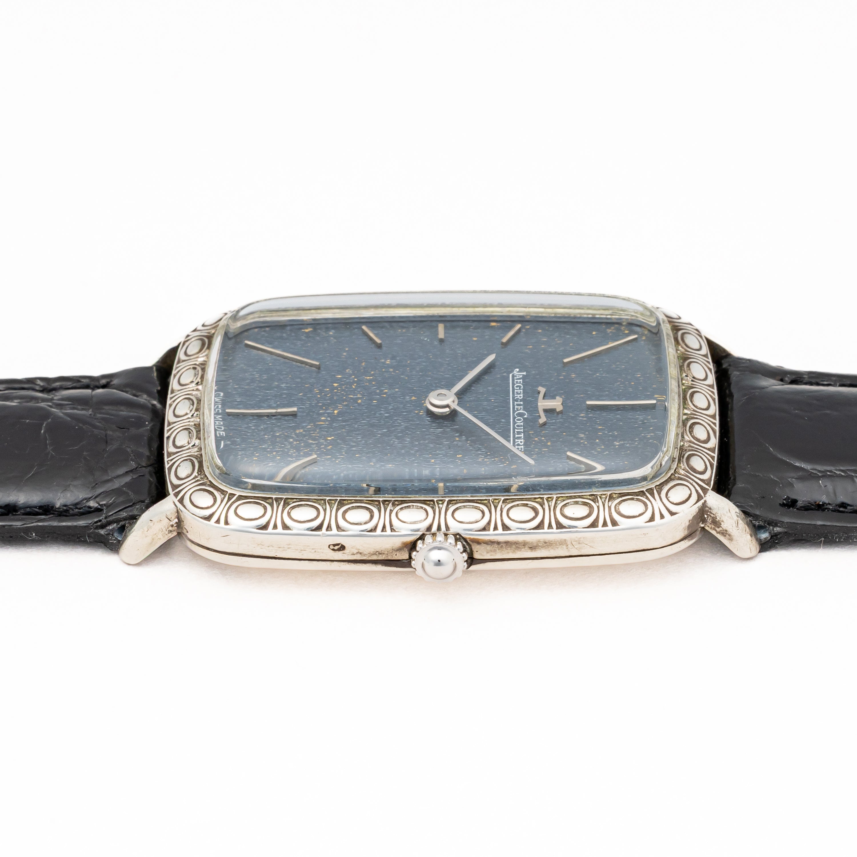 ジャガー・ルクルト 銀無垢レクタンギュラーケース ブルーダイヤル 1970年代製 手巻きCal818/2