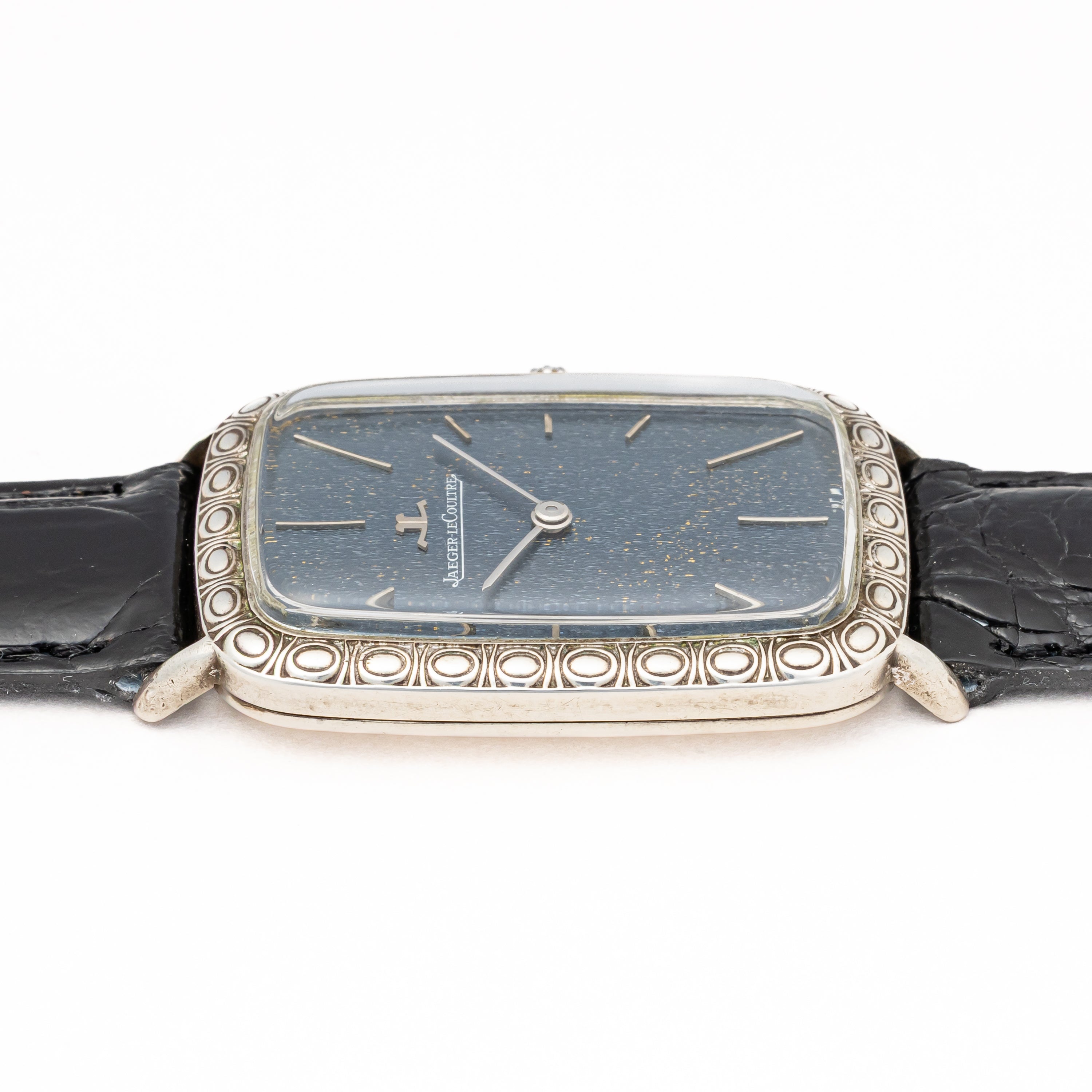 ジャガー・ルクルト 銀無垢レクタンギュラーケース ブルーダイヤル 1970年代製 手巻きCal818/2