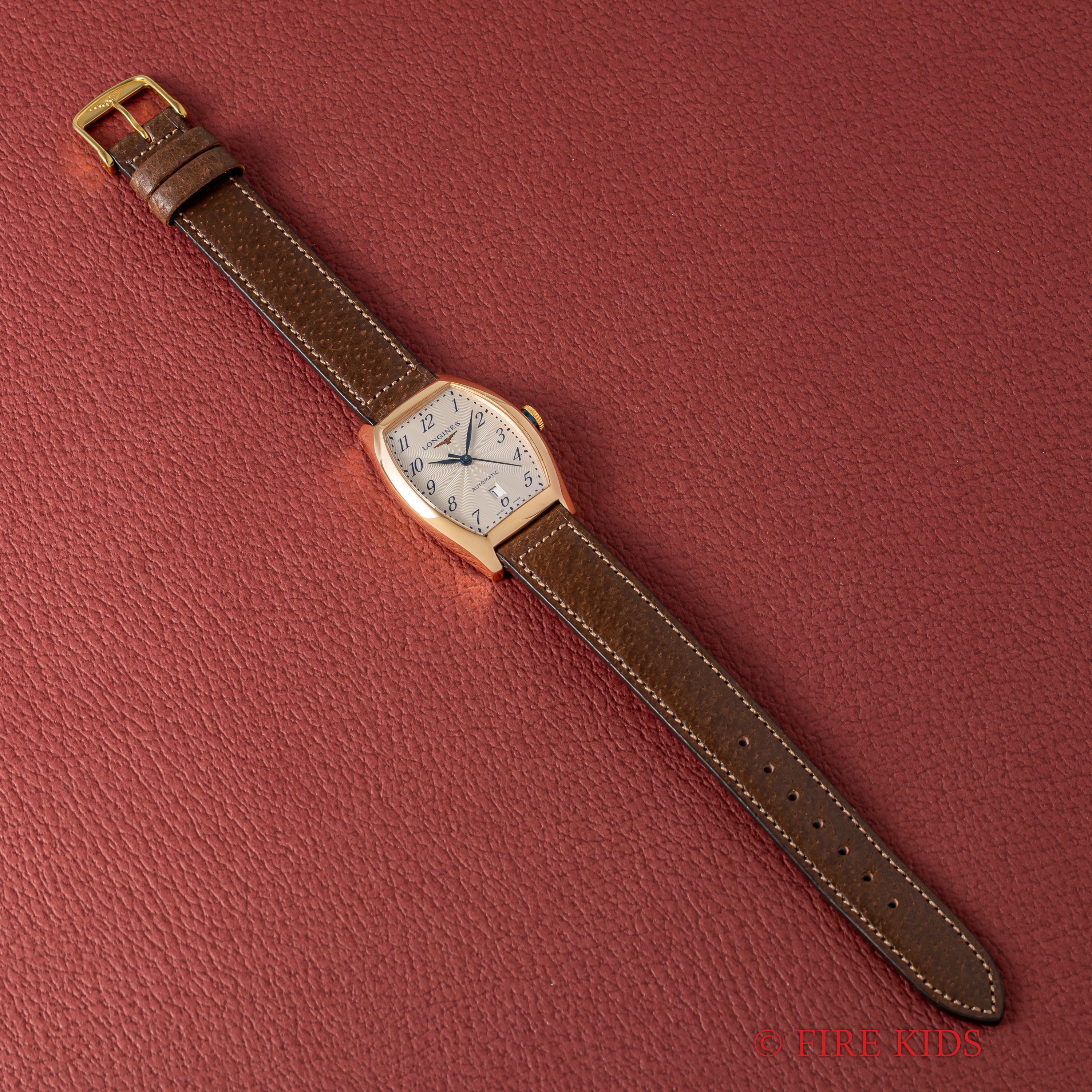 ロンジン エヴィデンツァ 1990年代製 18金無垢ピンクゴールド トノー型 純正GF尾錠付き 箱、ギャラ付き