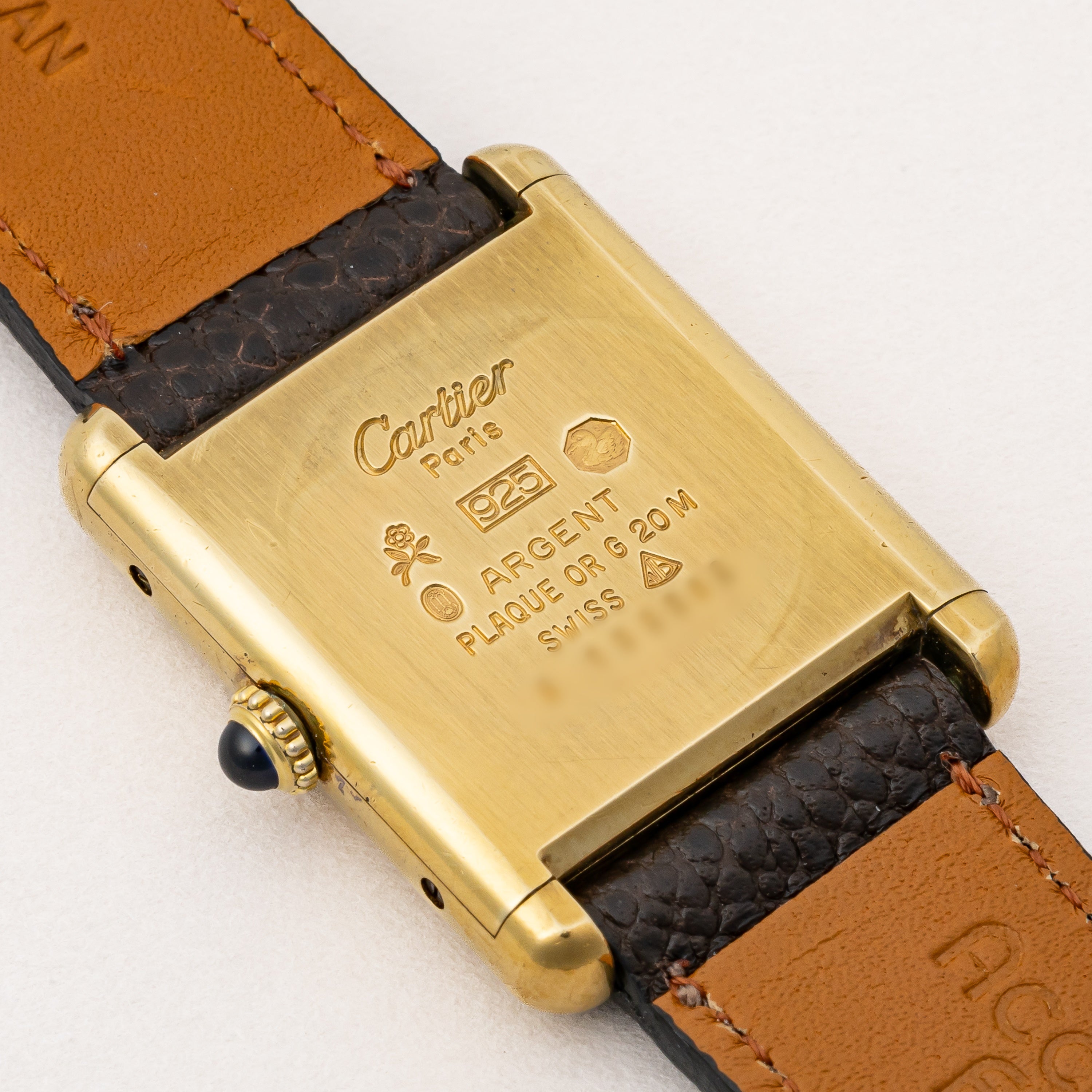 カルティエ マストタンク 1980年代製 LMサイズ 手巻き トリニティダイヤル 純正尾錠付き