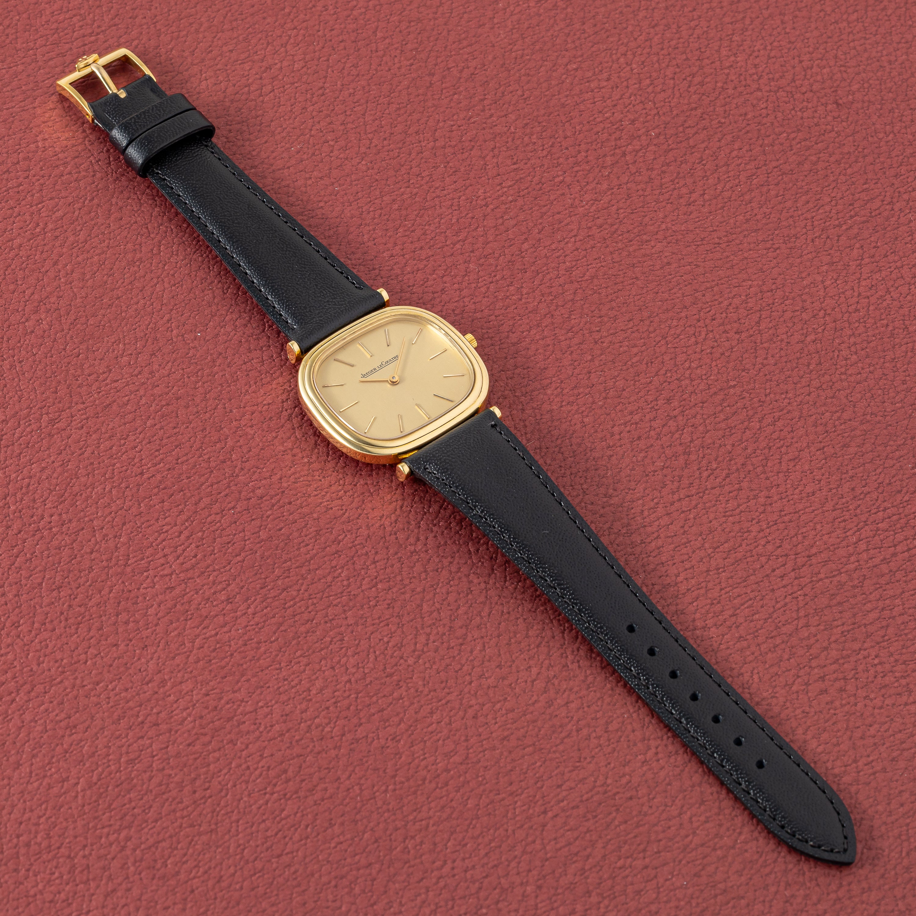 ジャガー・ルクルト 18金無垢クッションケース 1980年代製 Ref.9132 21 純正GF尾錠付き