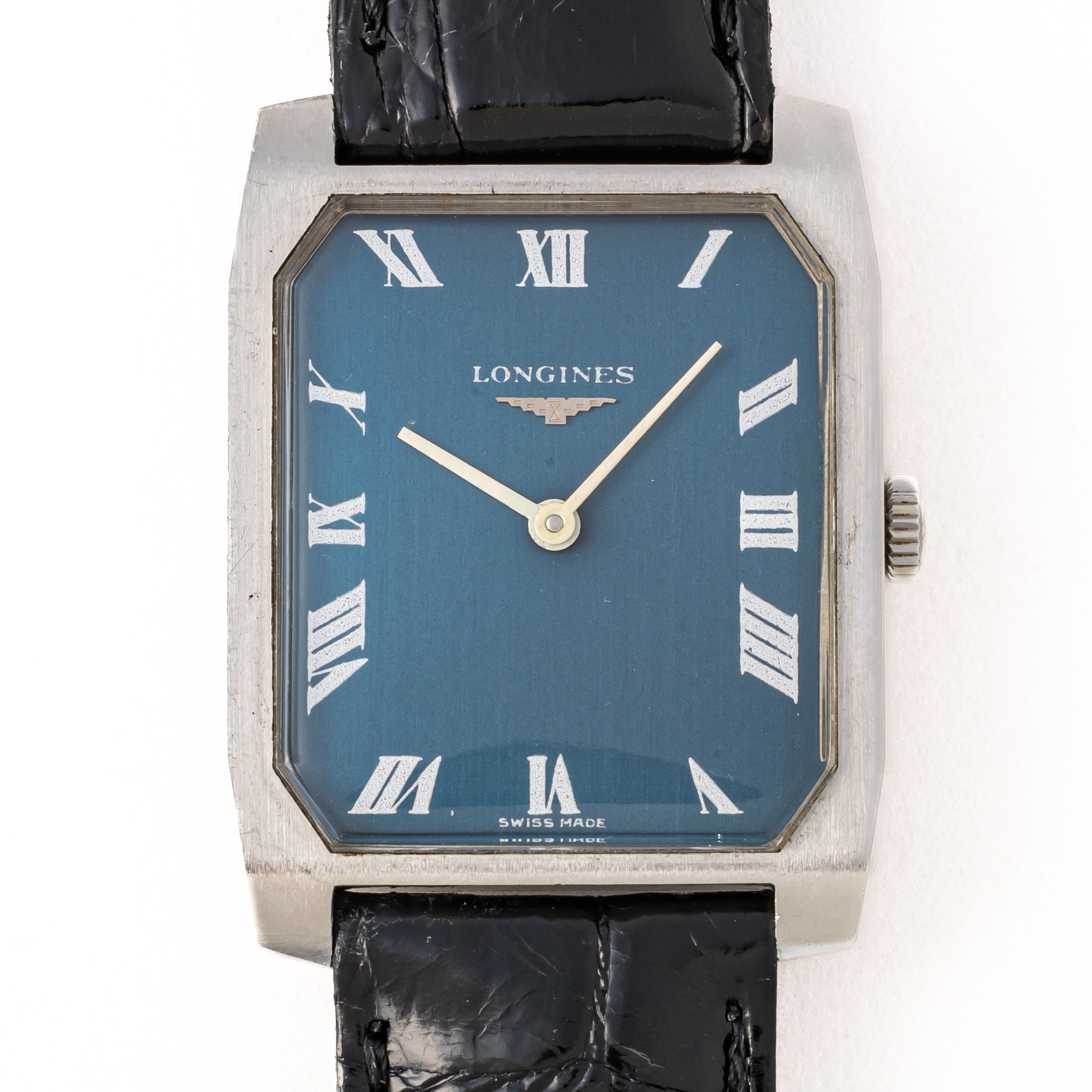 ロンジン レクタンギュラー 手巻き ブルーダイアル 1970年代製 Ref.8471-3 Cal.428