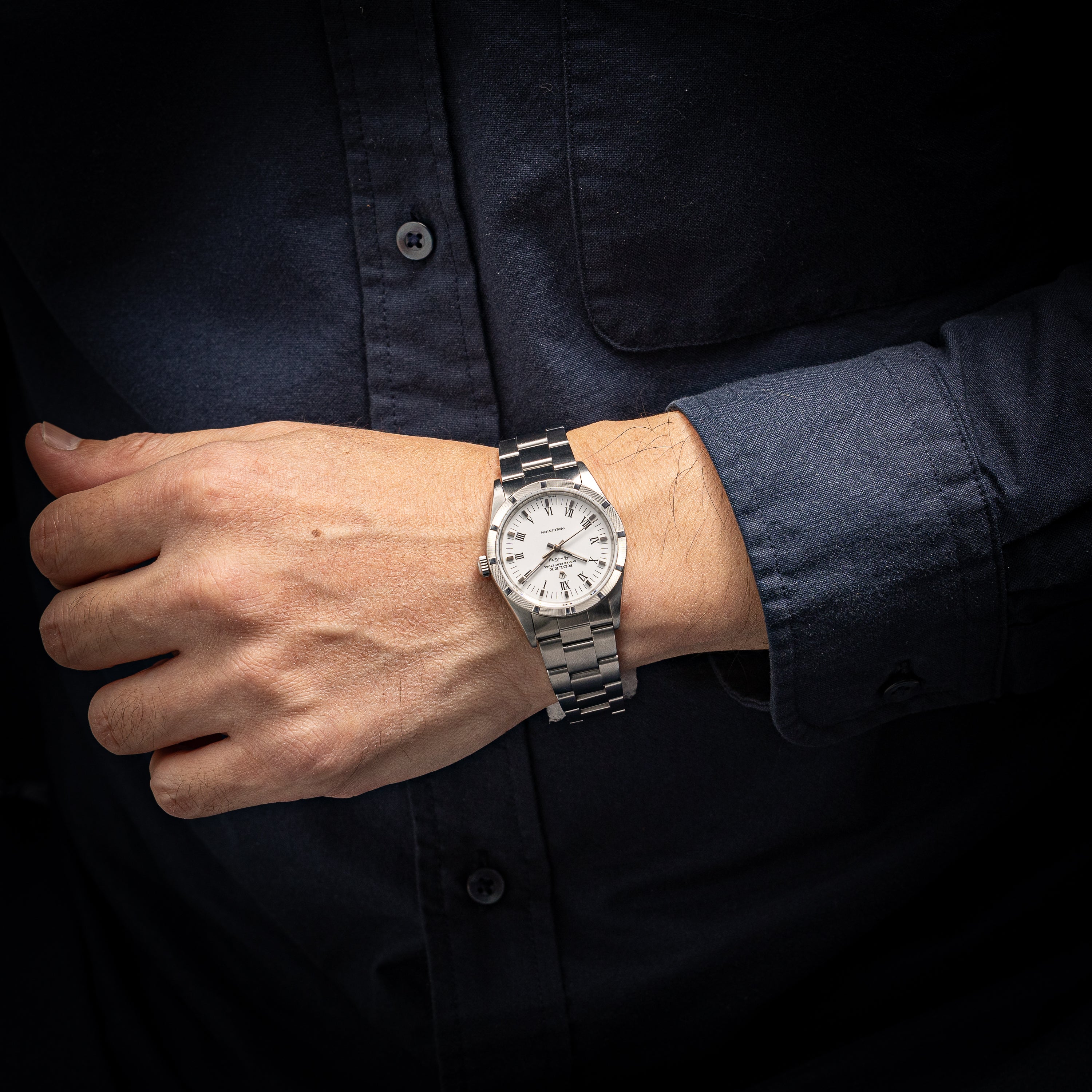 ロレックス エアキング 2000年製 Ref.14010 ホワイトローマンダイヤル 箱、ギャラ付き