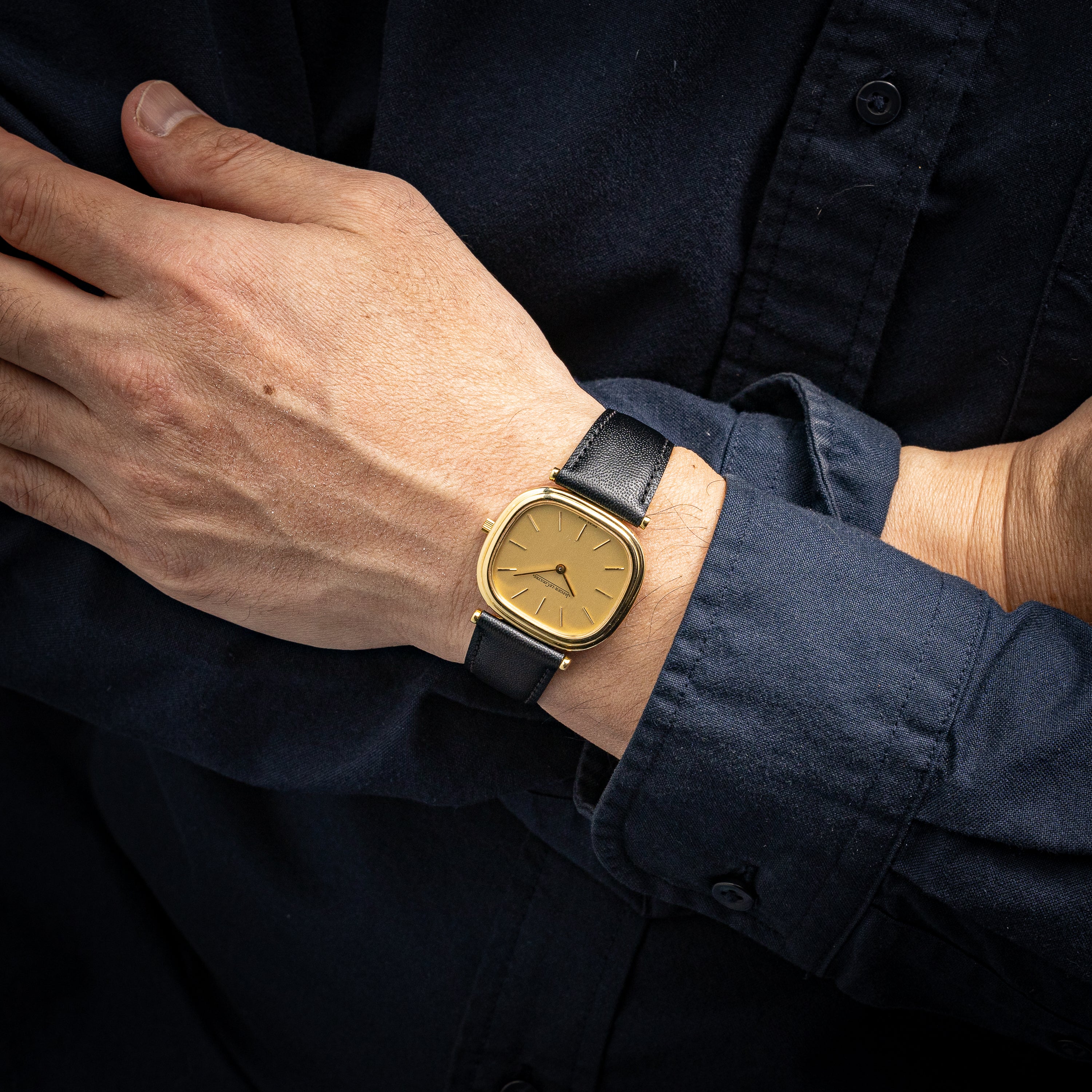 ジャガー・ルクルト 18金無垢クッションケース 1980年代製 Ref.9132 21 純正GF尾錠付き