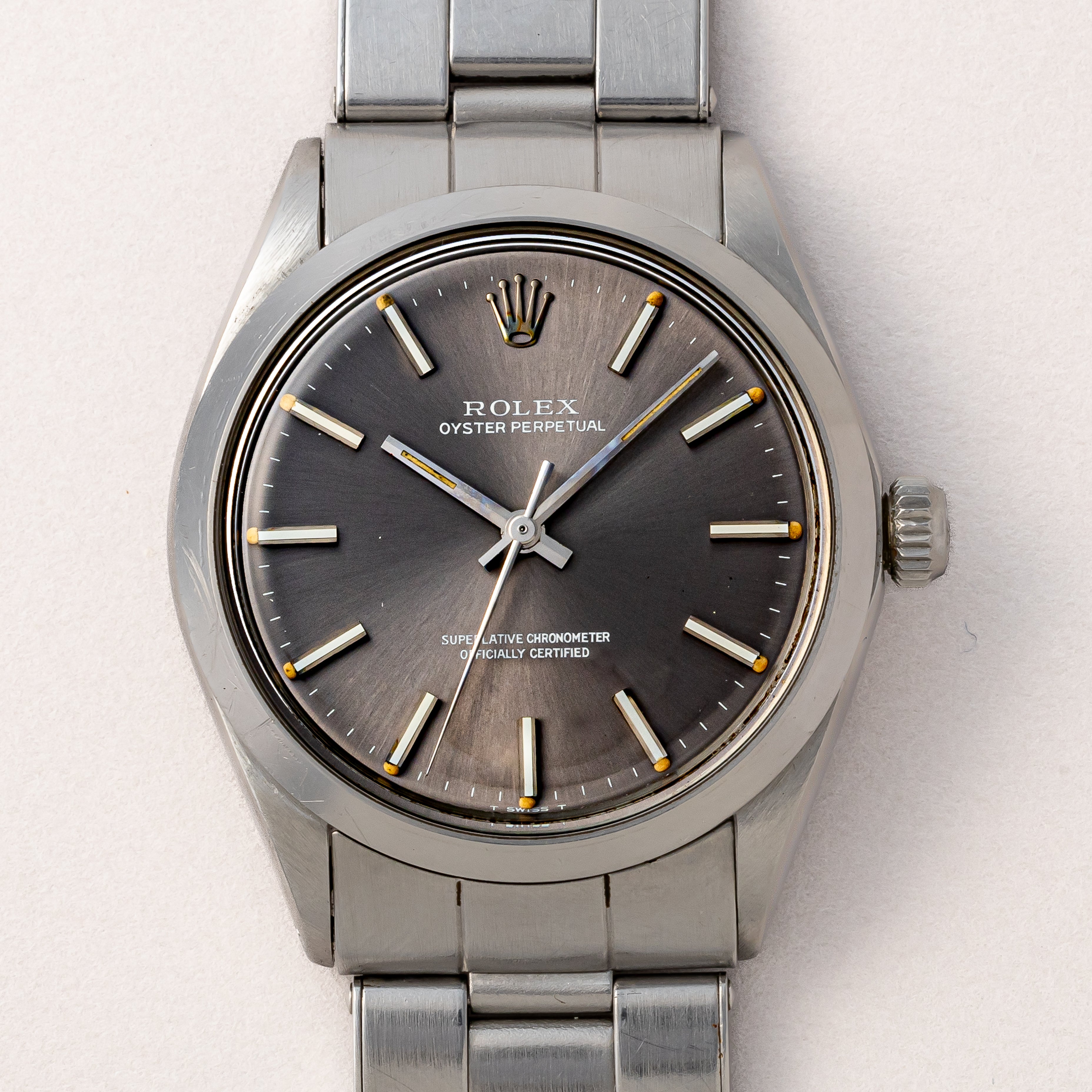 ロレックス オイスターパーペチュアル 1969年製 Ref.1002 グレーダイヤル 純正リベットブレス