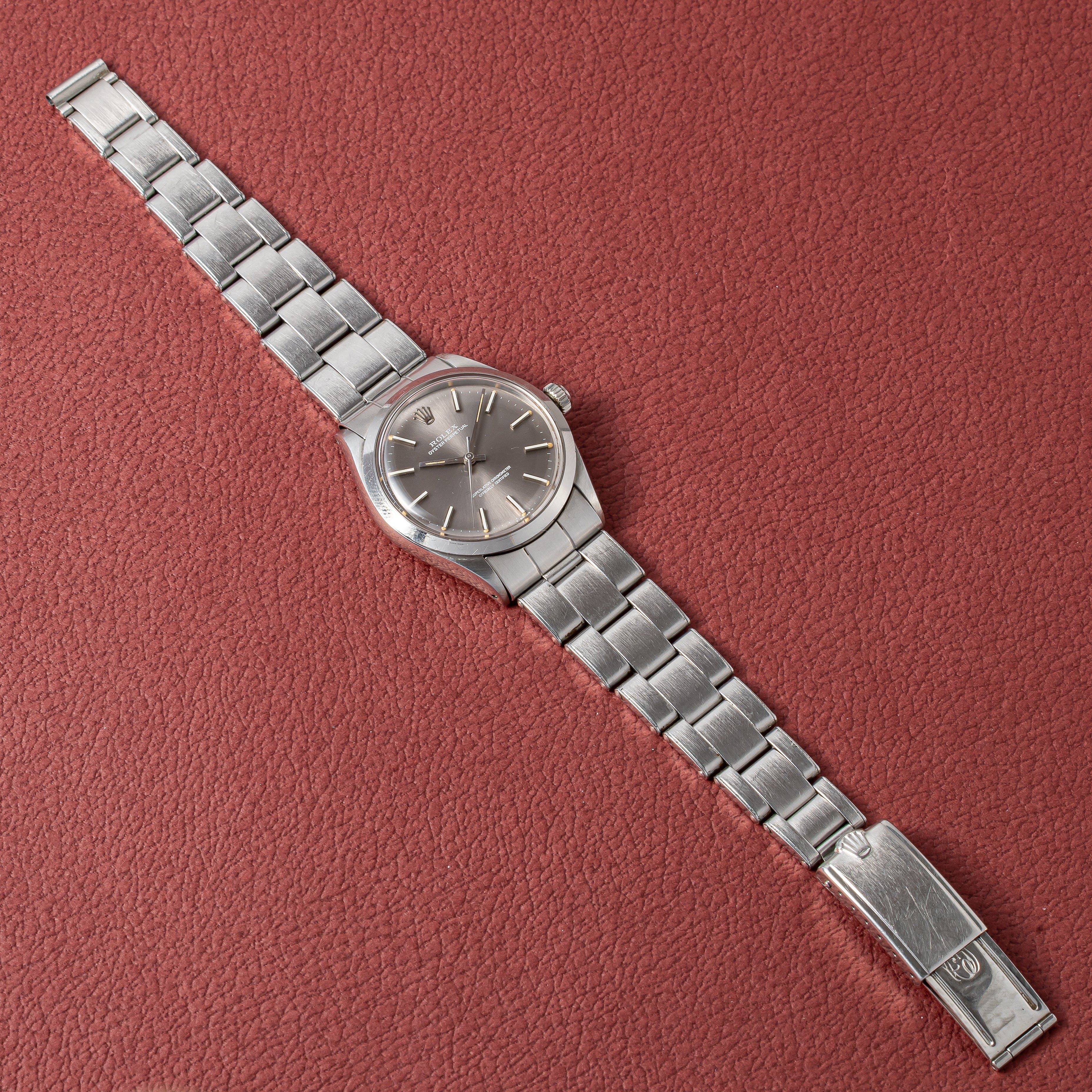 ロレックス オイスターパーペチュアル 1969年製 Ref.1002 グレーダイヤル 純正リベットブレス