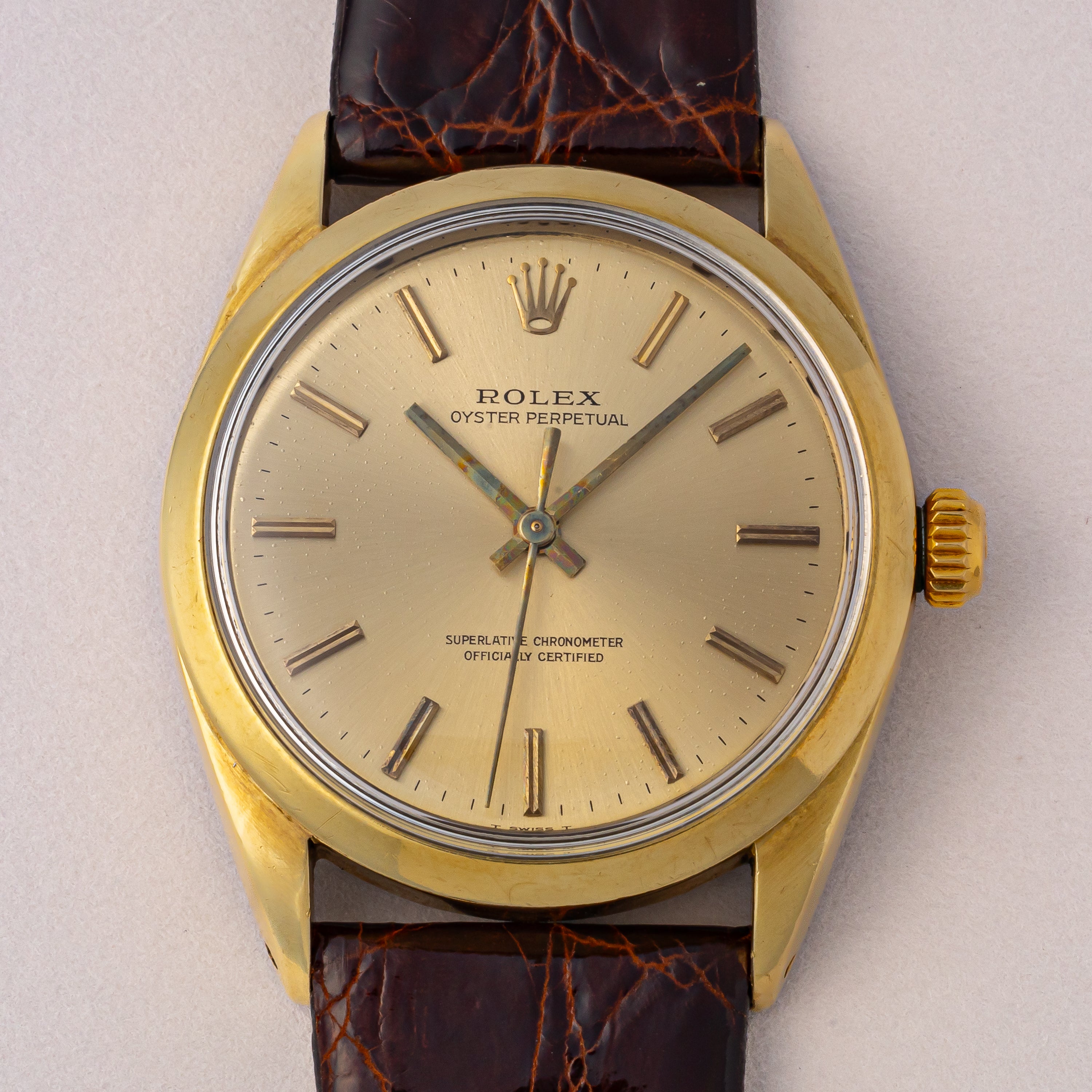 ロレックス オイスターパーペチュアル 1966年製 Ref.1024 金張り 自動巻きクロノメーター 純正尾錠付き