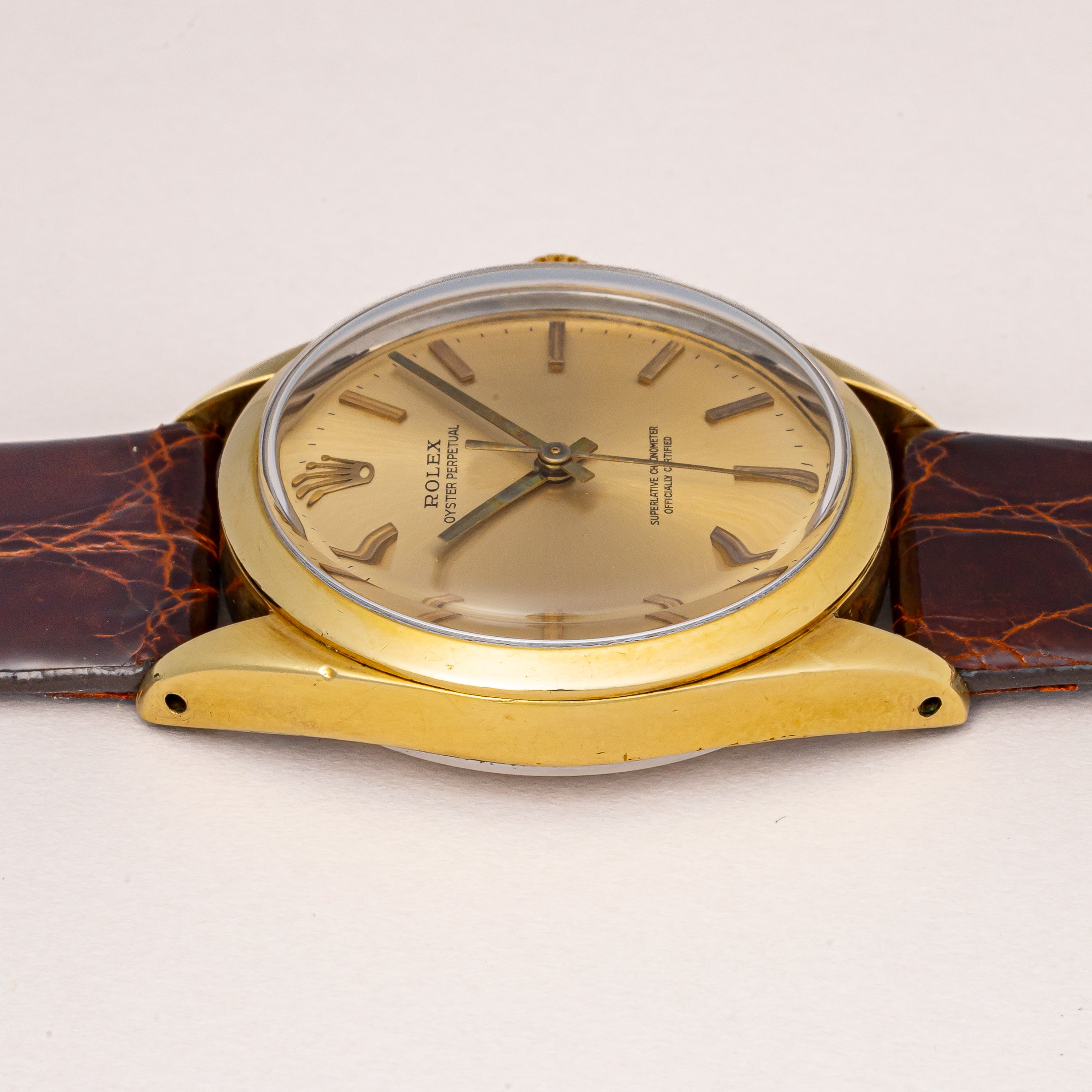 ロレックス オイスターパーペチュアル 1966年製 Ref.1024 金張り 自動巻きクロノメーター 純正尾錠付き