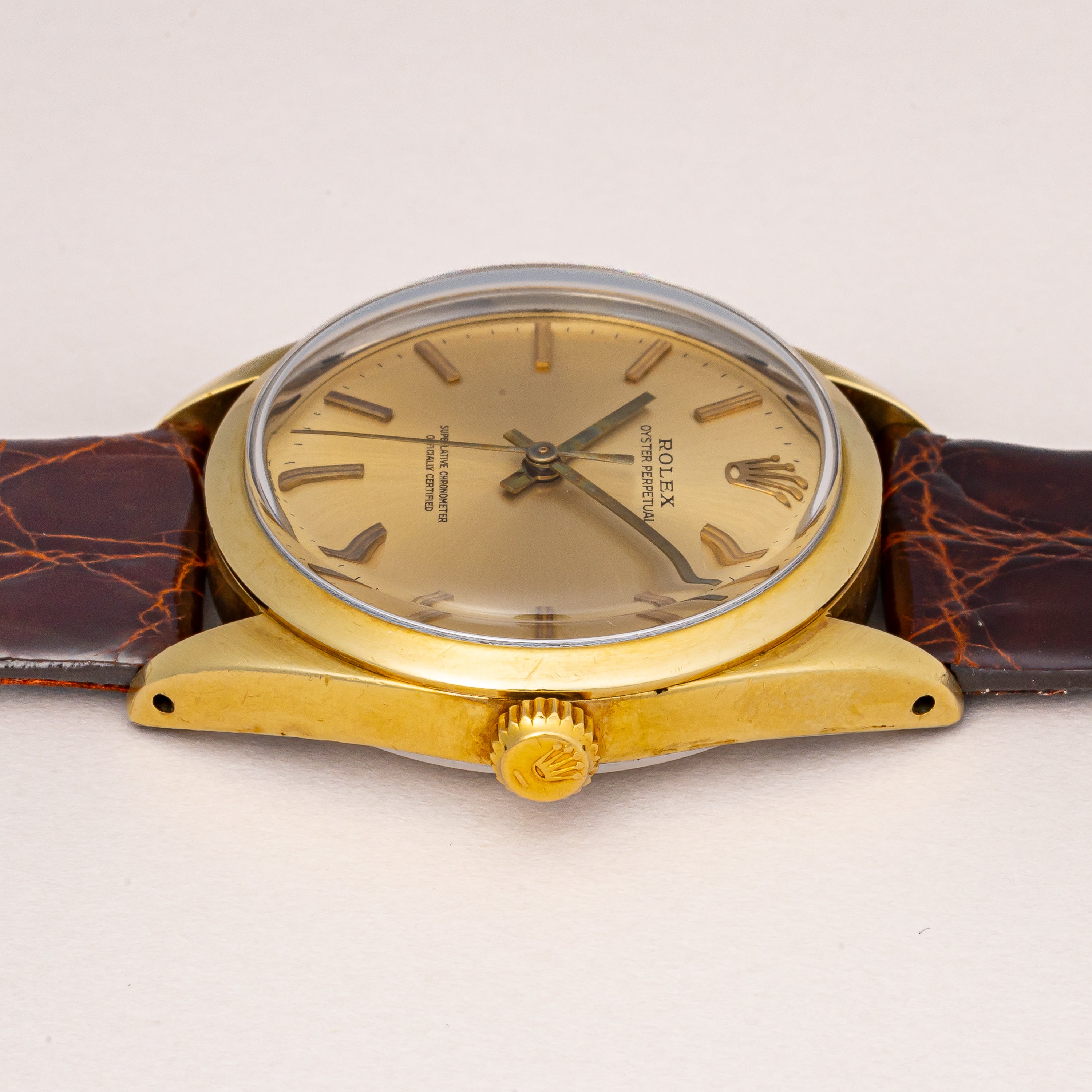 ロレックス オイスターパーペチュアル 1966年製 Ref.1024 金張り 自動巻きクロノメーター 純正尾錠付き