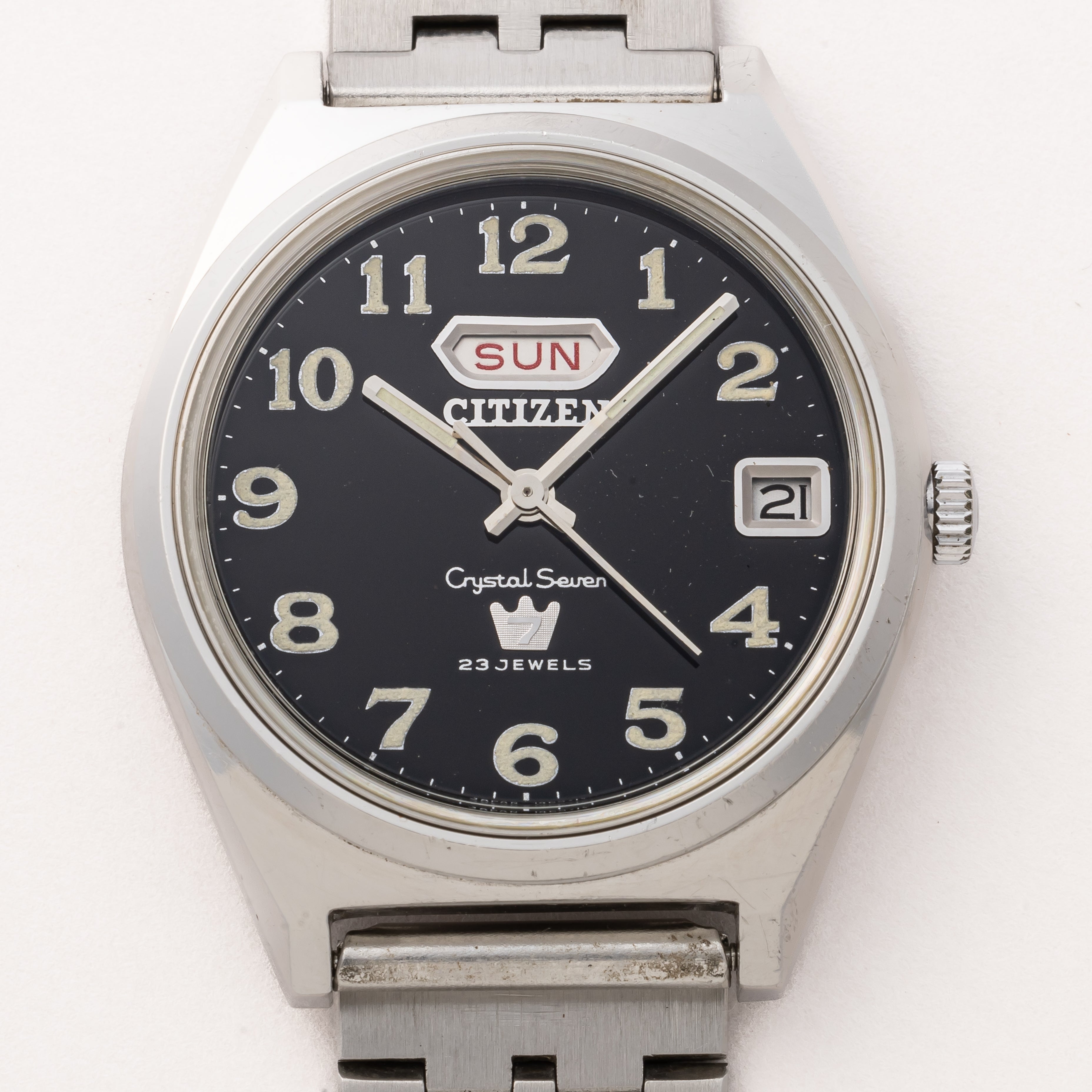 シチズン クリスタルセブン 1968年製 全数字ブラックダイヤル 箱、タグ付き
