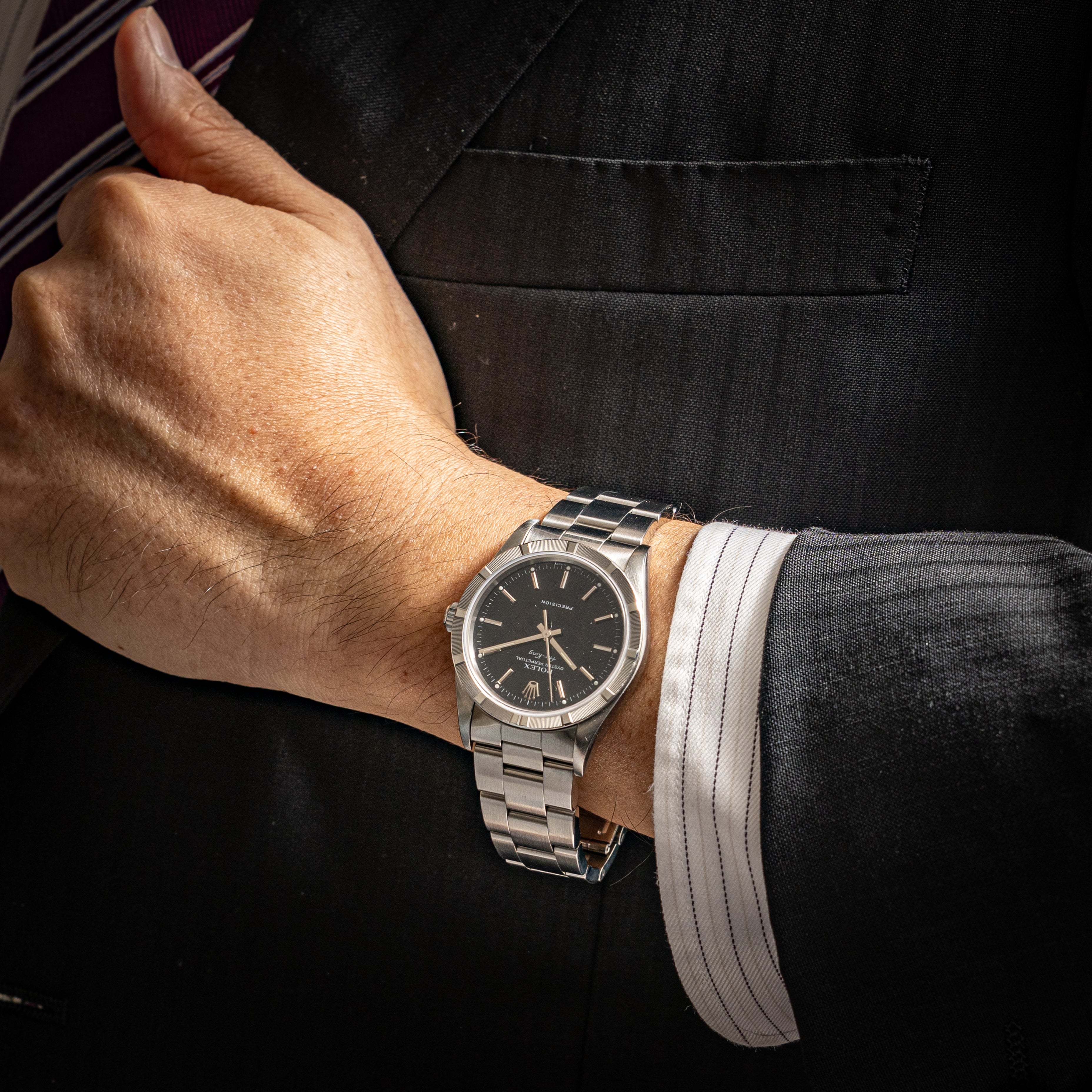 ロレックス エアキング Ref.14010 1993年製 ブラックダイヤル エンジンターンドベゼル