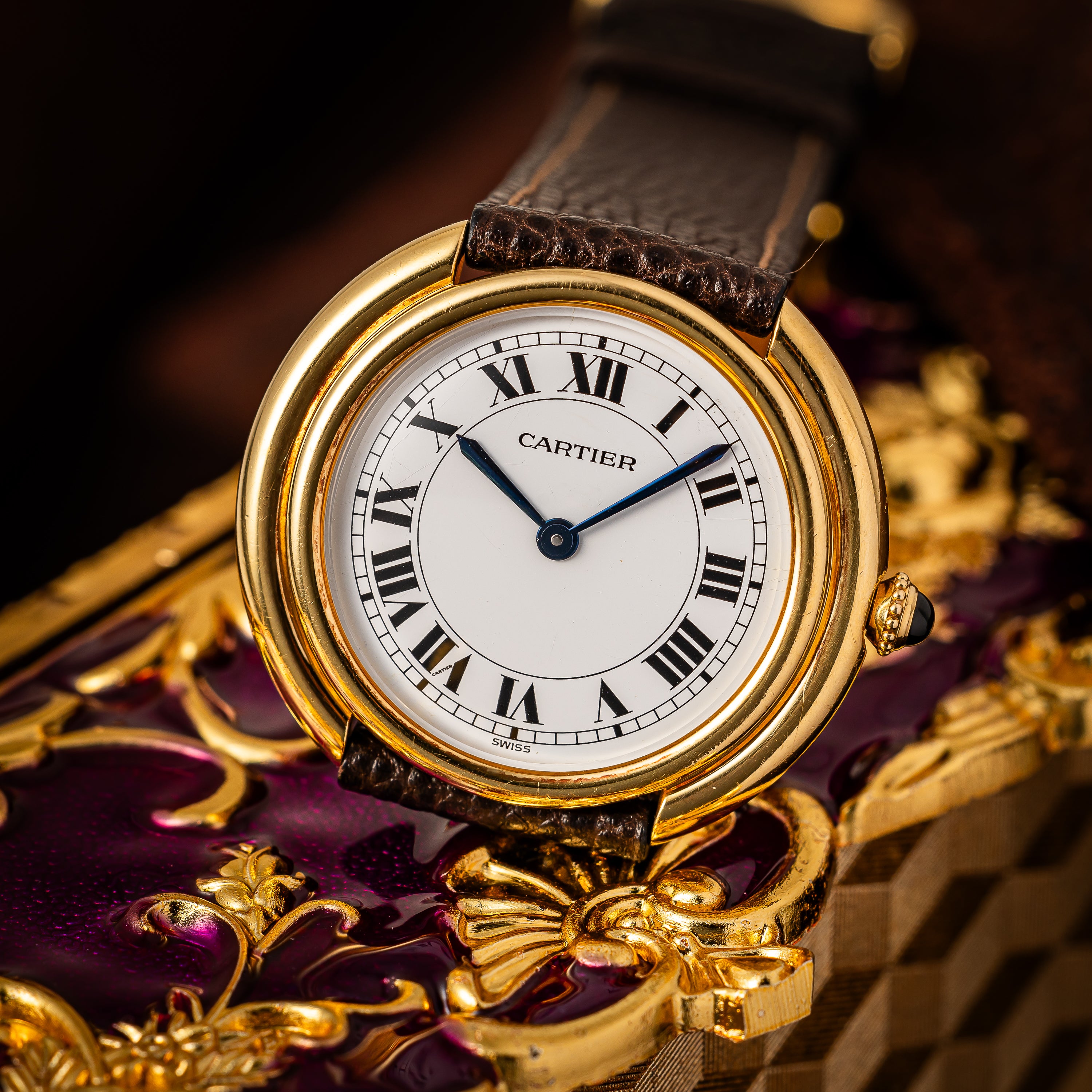 カルティエ ヴァンドーム 18金イエローゴールド 1980年代製 Ref.78090 手巻き 純正尾錠付き