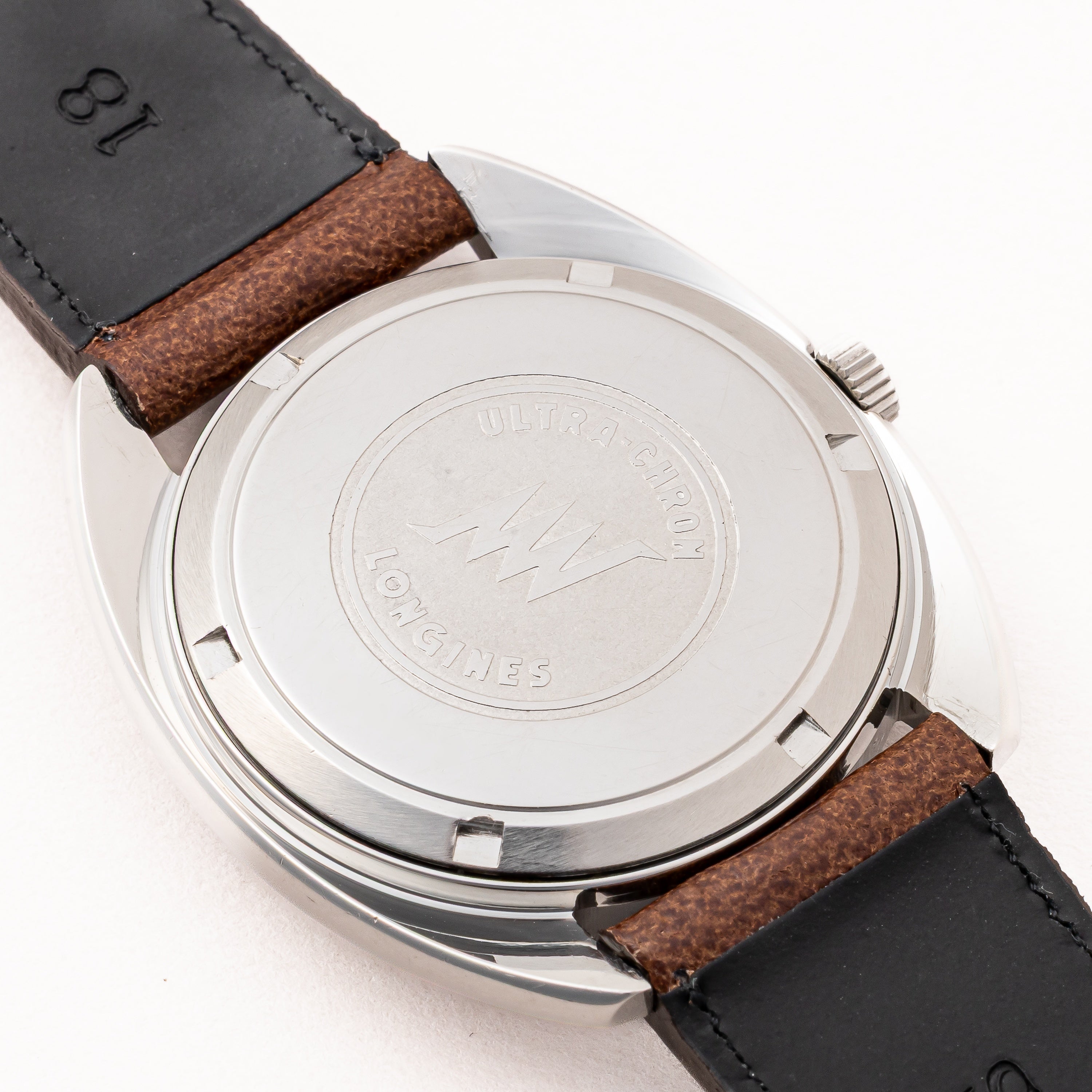 ロンジン ウルトラクロンロンジン 10振動自動巻 1969年製 クロスライン グレーダイヤル 純正尾錠付き