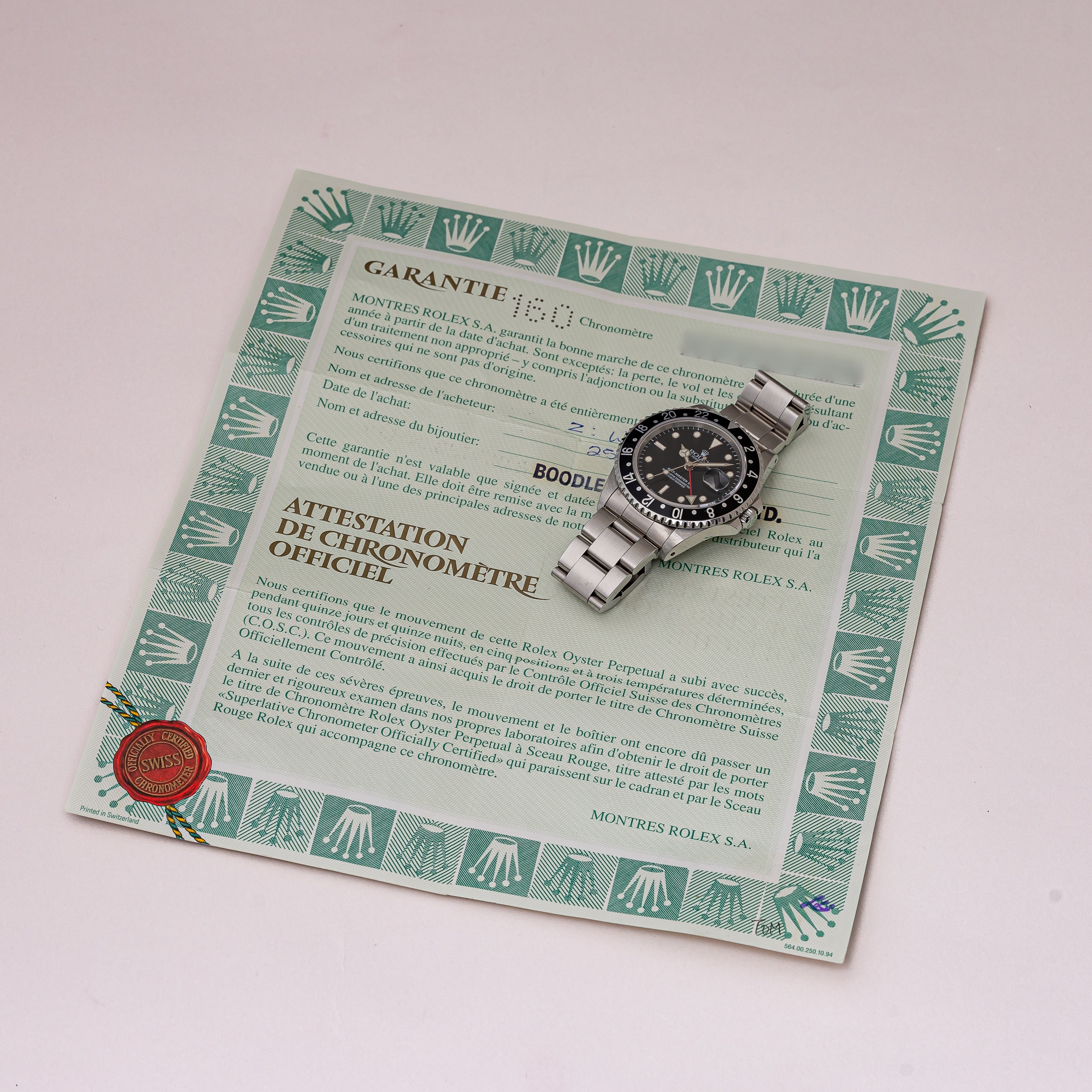 ロレックス GMTマスターⅡ 1991年製 Ref.16710 箱、ギャラ、コークベゼル付き