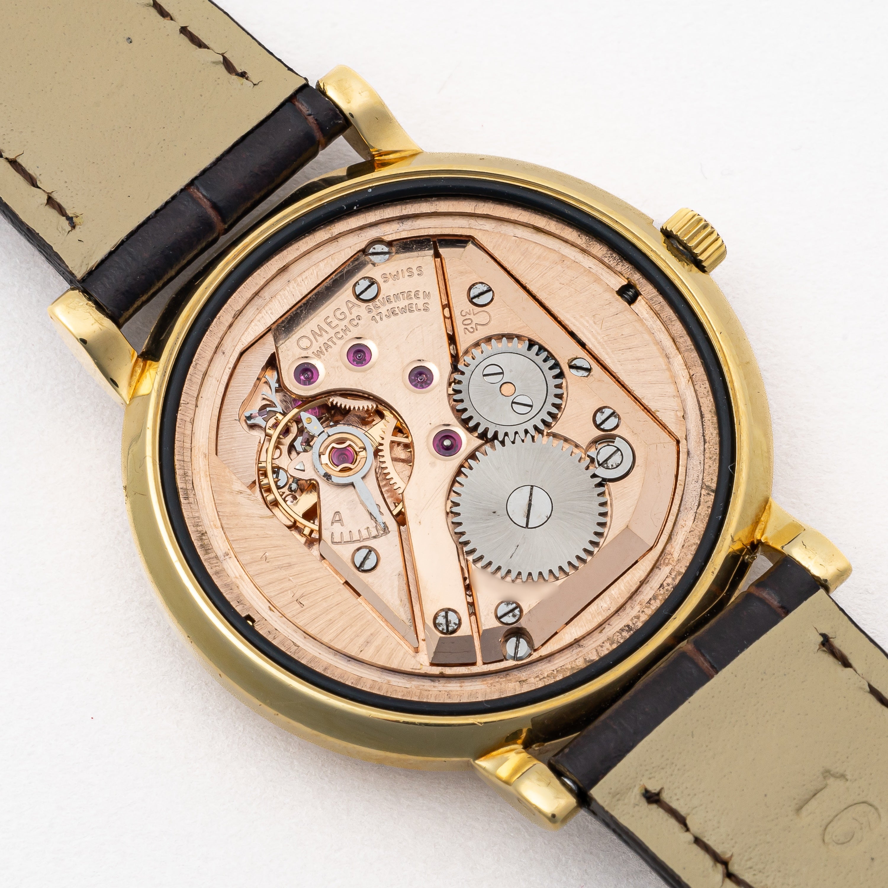 オメガ 18金無垢スクリューバックケース スモールセコンド Ref.14367 ギョーシェダイヤル