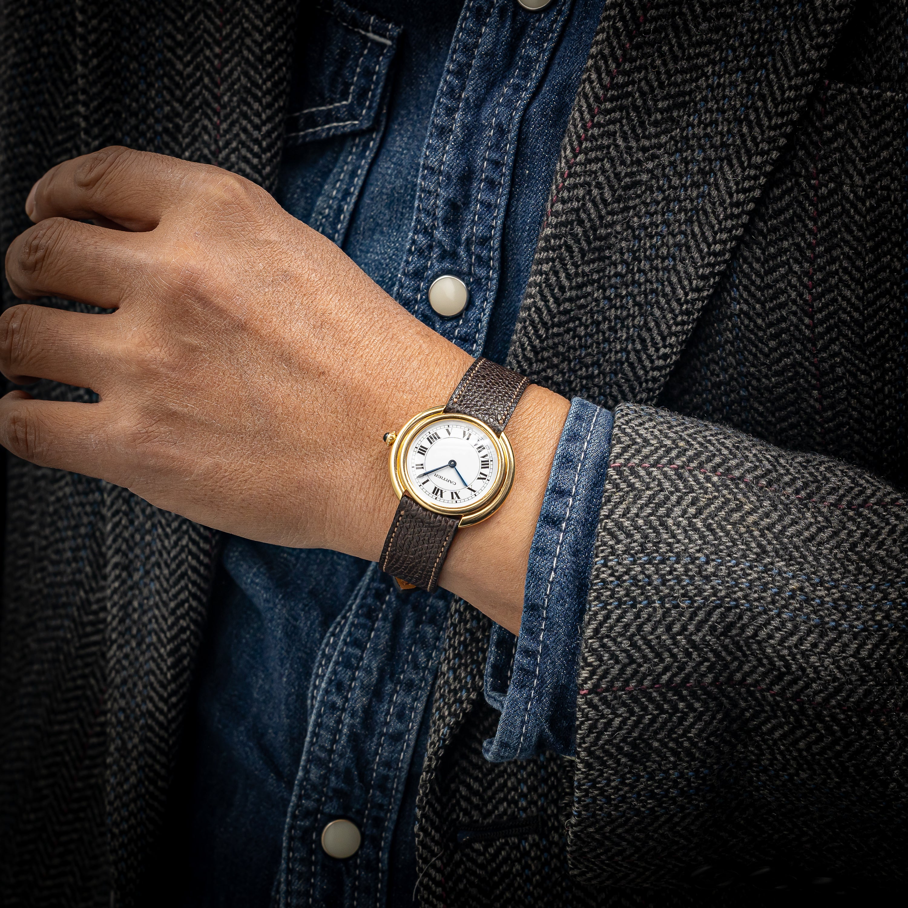 カルティエ ヴァンドーム 18金イエローゴールド 1980年代製 Ref.78090 手巻き 純正尾錠付き