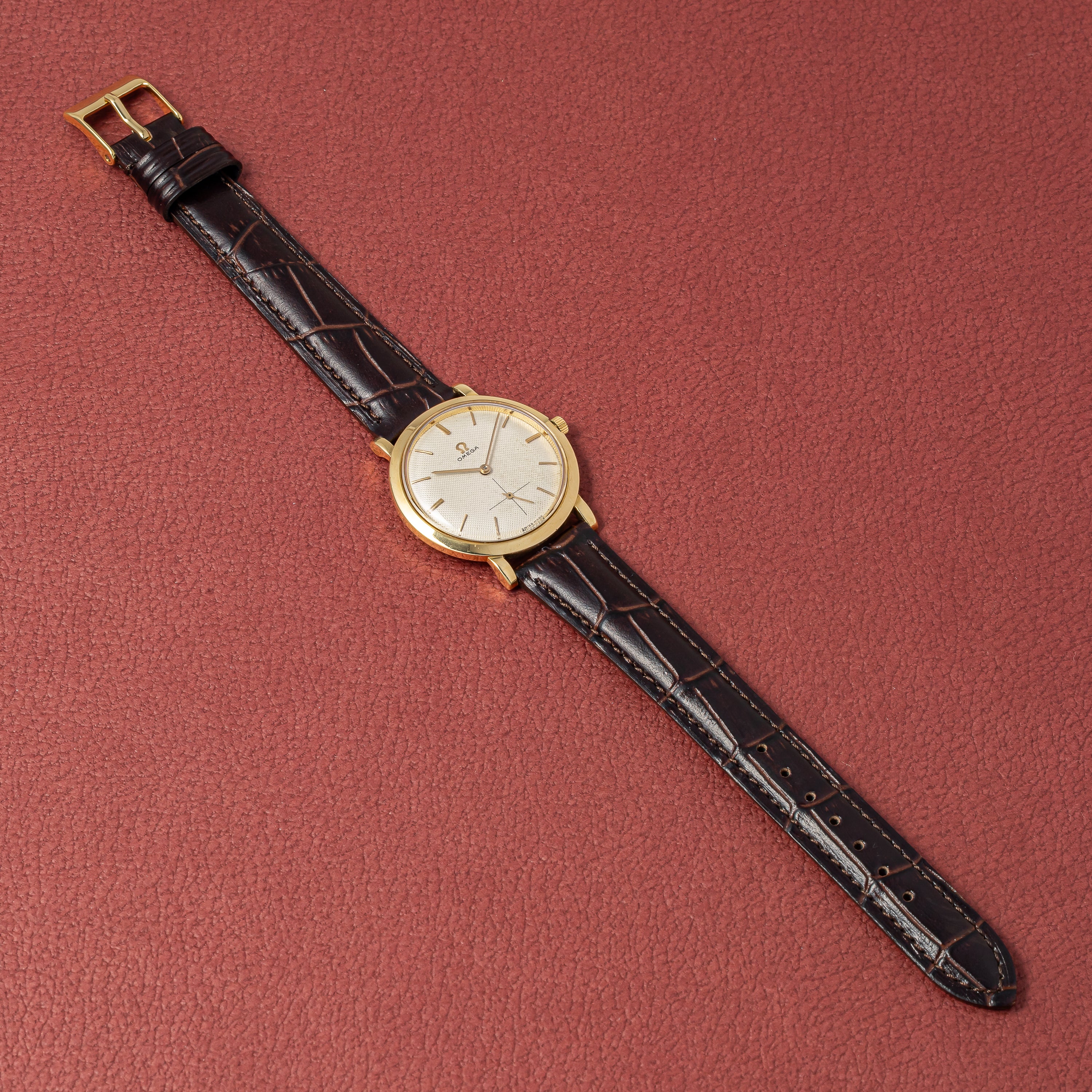 オメガ 18金無垢スクリューバックケース スモールセコンド Ref.14367 ギョーシェダイヤル