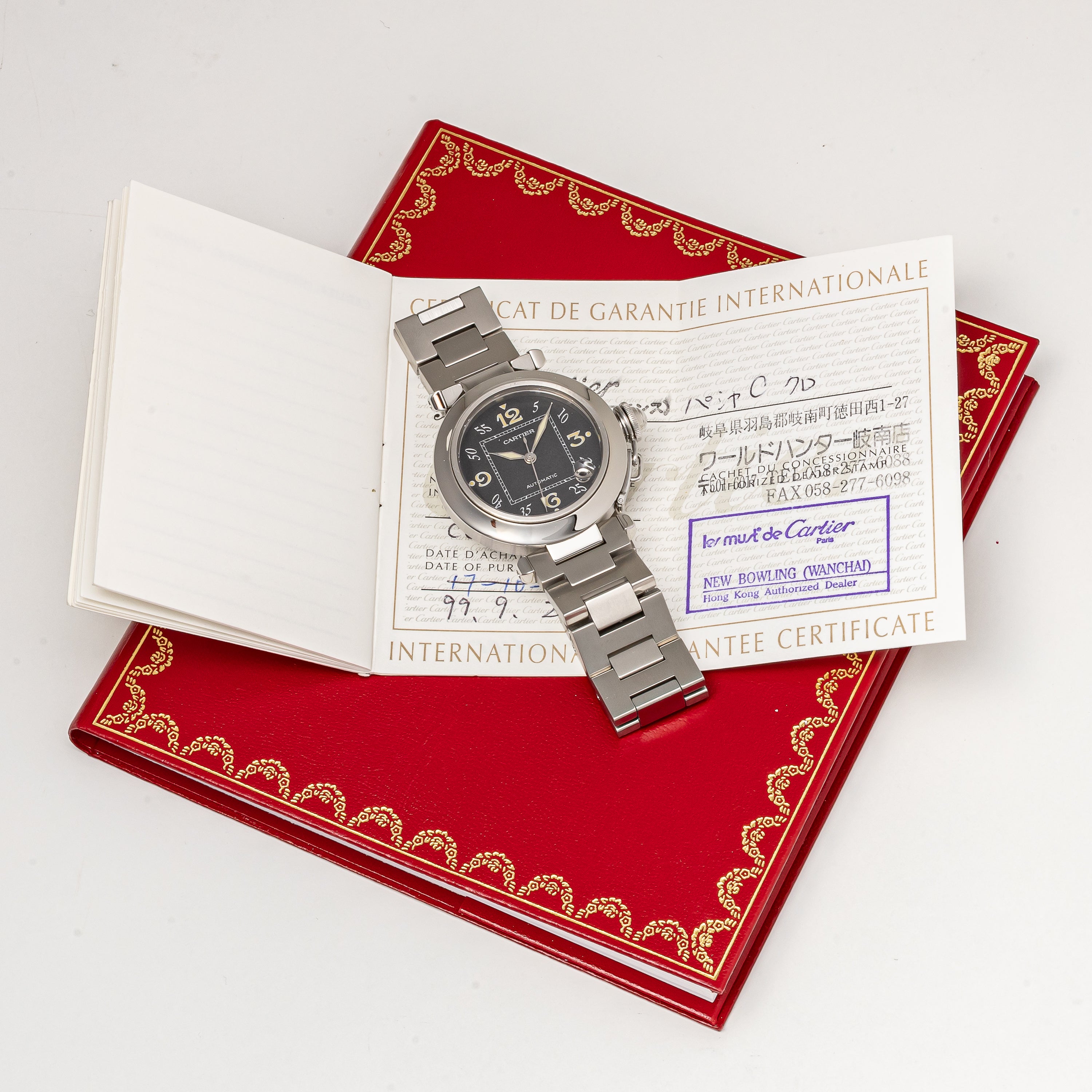 カルティエ パシャC オートマチック ブラックダイヤル 1998年製 箱・ギャラ付き