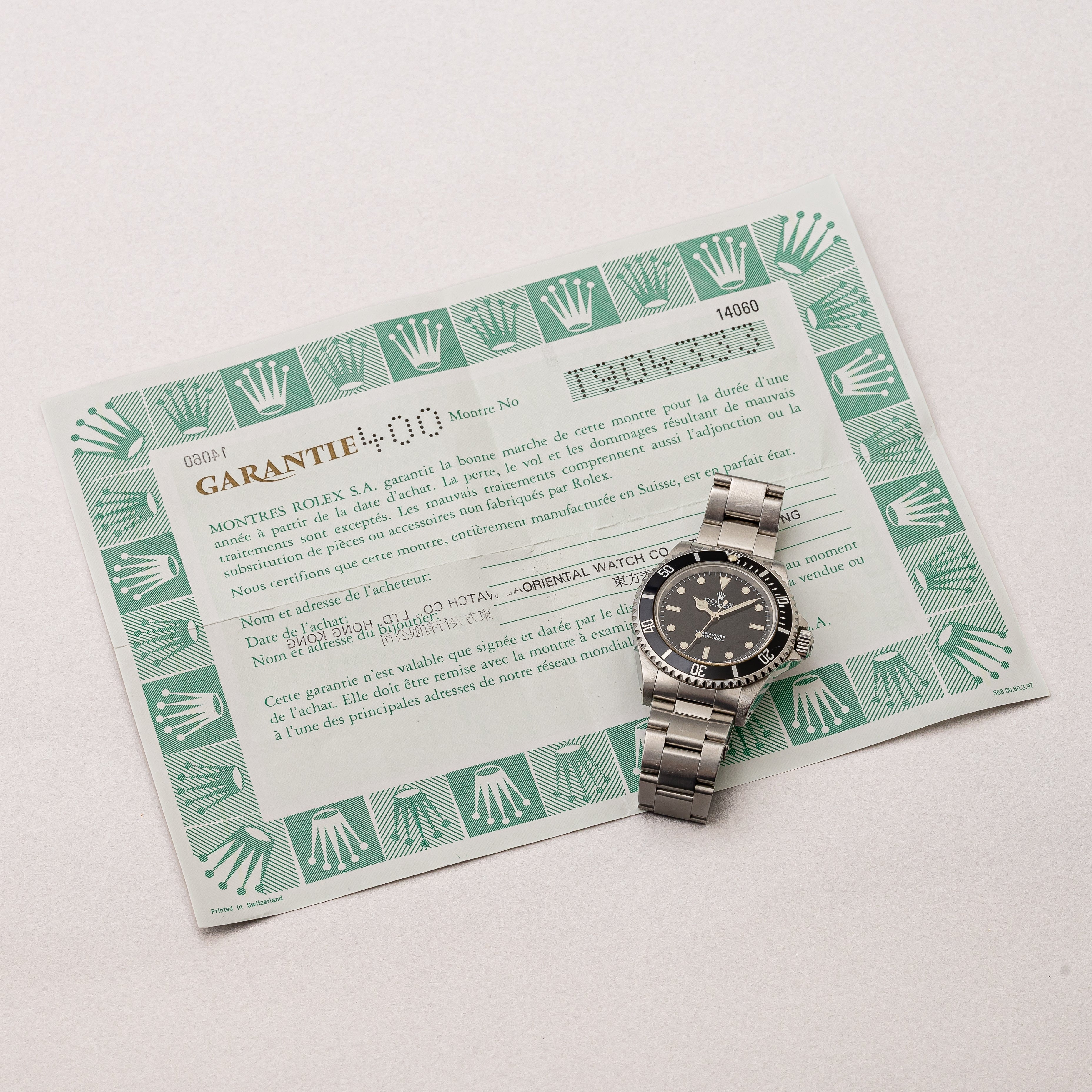 ロレックス サブマリーナー ノンデイト1996年~1997年製 Ref.14060 箱、ギャラ付き
