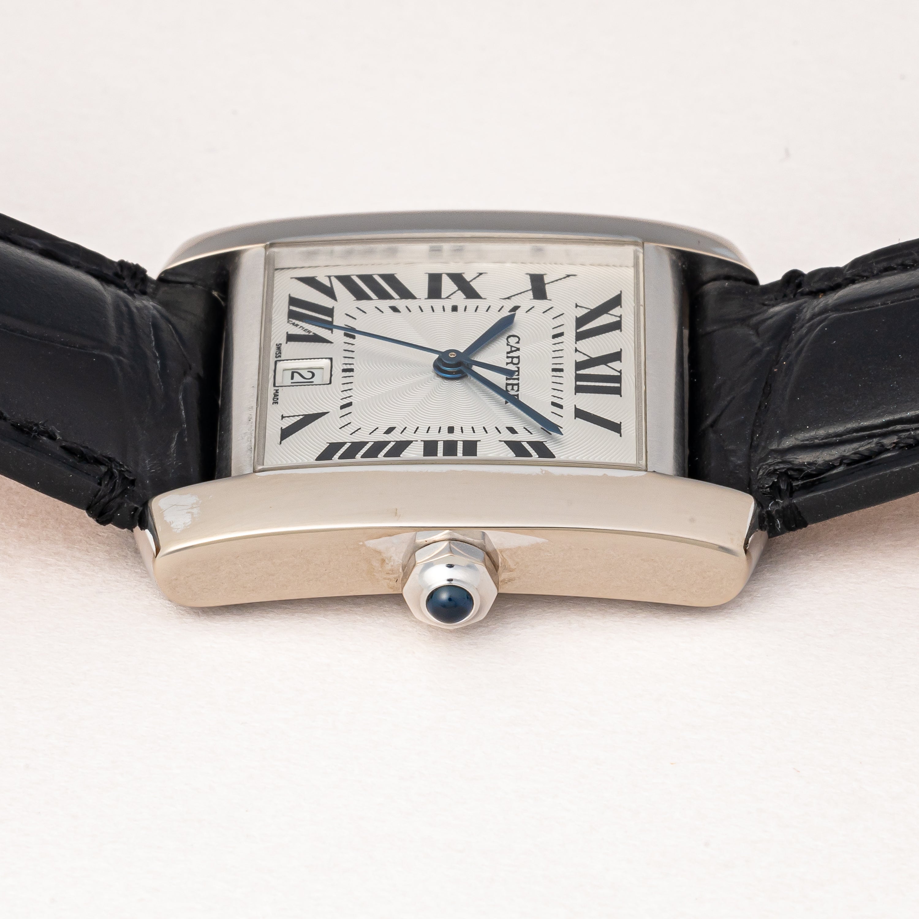 カルティエ タンク フランセーズ 1990年代製 18金ホワイトゴールド 箱、冊子、純正尾錠付き