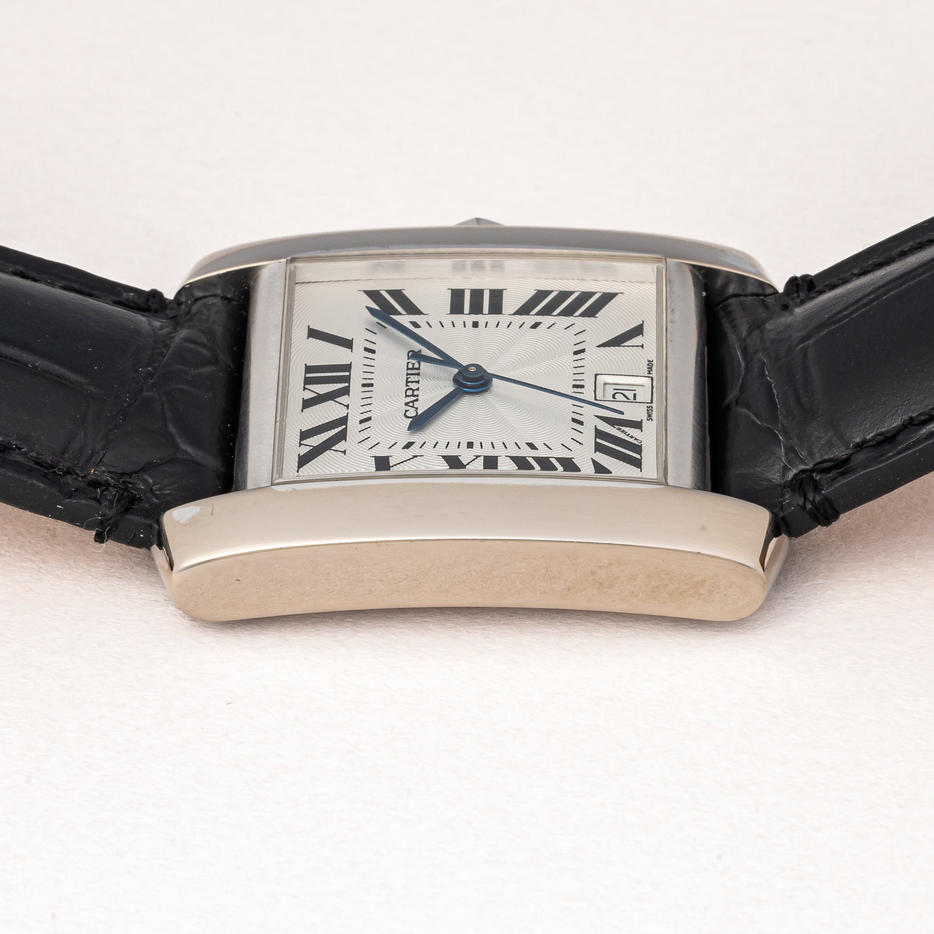 カルティエ タンク フランセーズ 1990年代製 18金ホワイトゴールド 箱、冊子、純正尾錠付き