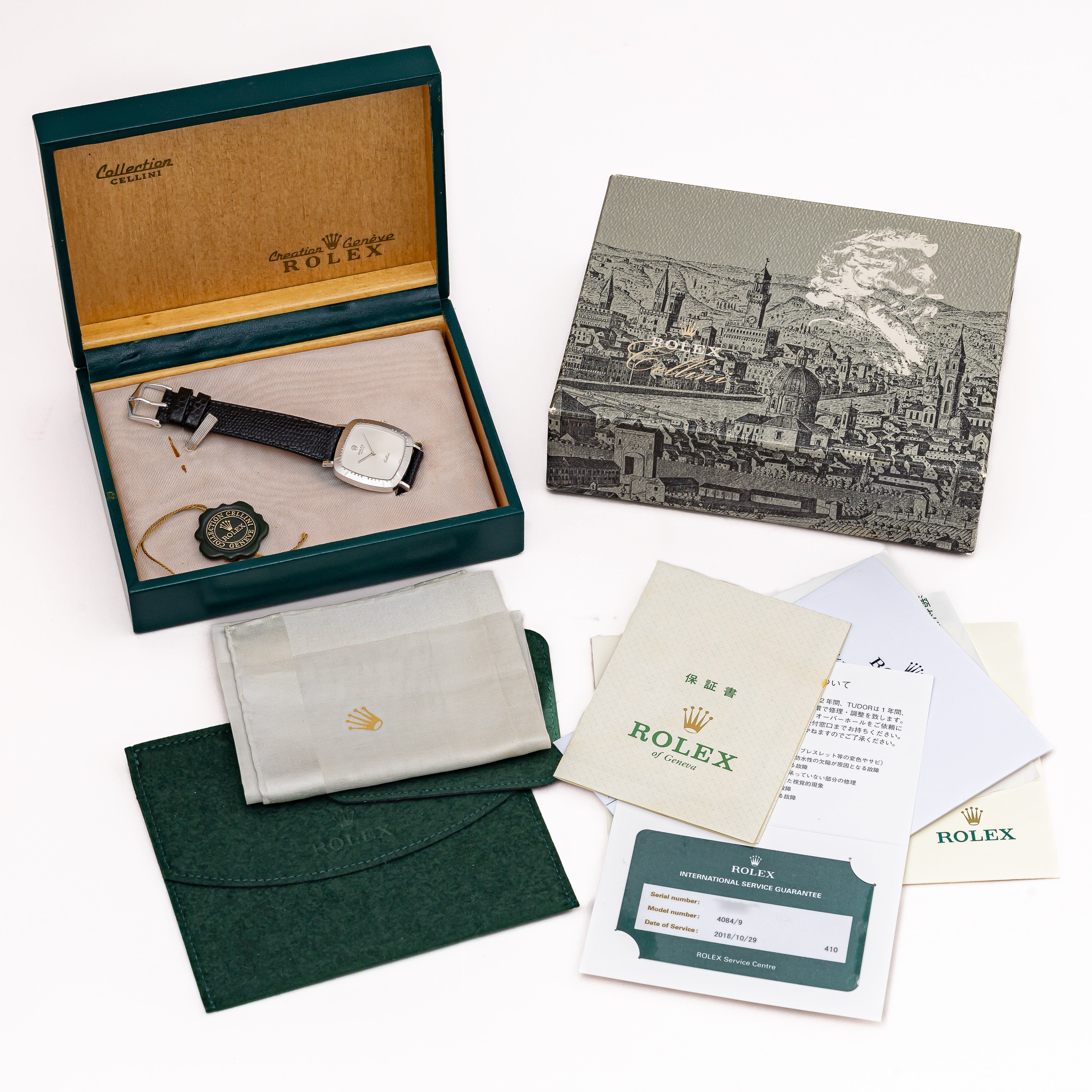 ロレックス チェリーニ 1976年~1977年製 Ref.4084 18金ホワイトゴールド 箱、ギャラ、修理明細、タグ付き
