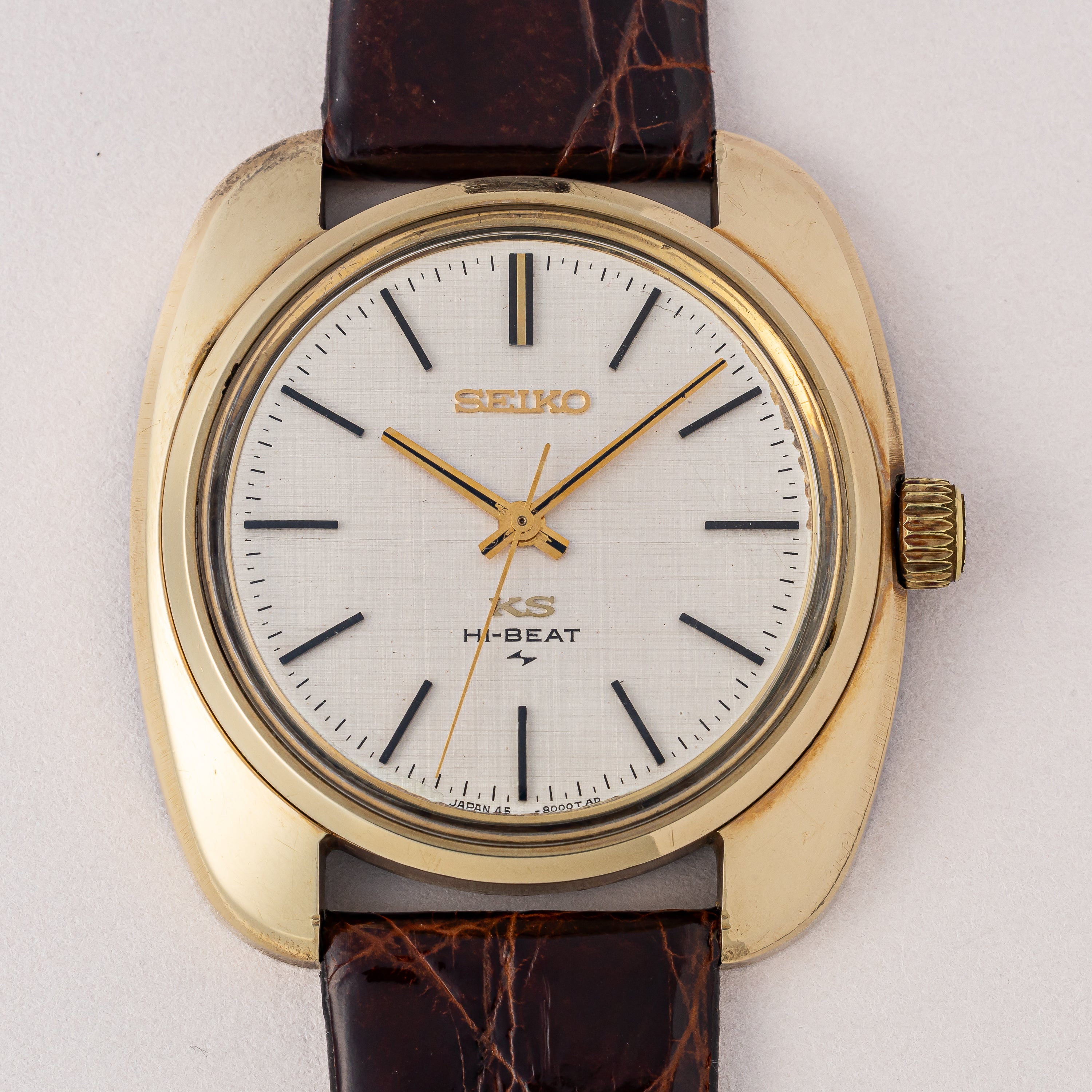 キングセイコー ハイビート 1969年製 Ref.45-8000 CAPゴールド 絹目ダイヤル 純正尾錠付き