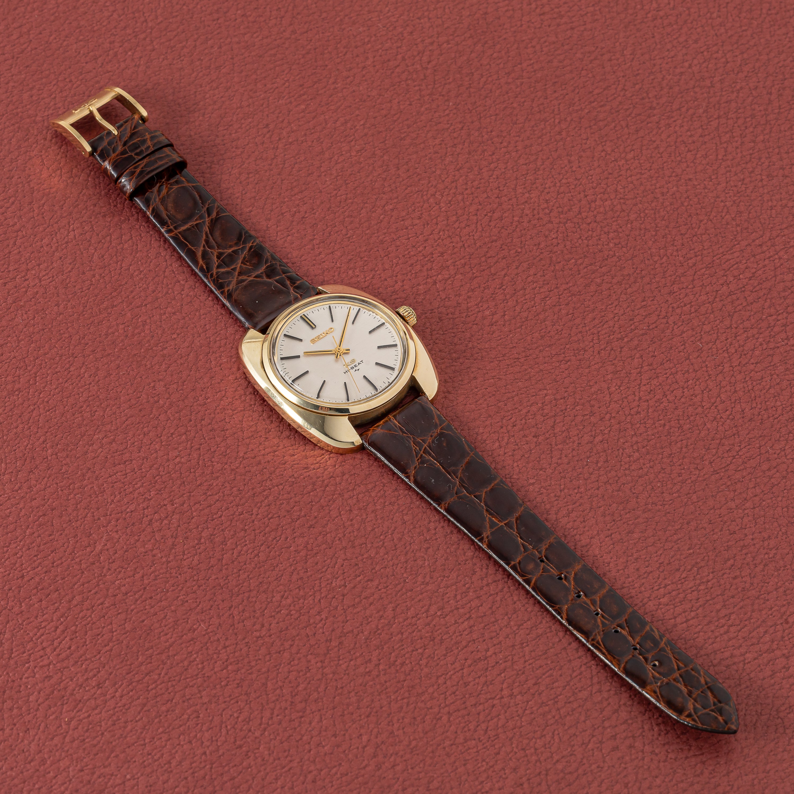 キングセイコー ハイビート 1969年製 Ref.45-8000 CAPゴールド 絹目ダイヤル 純正尾錠付き