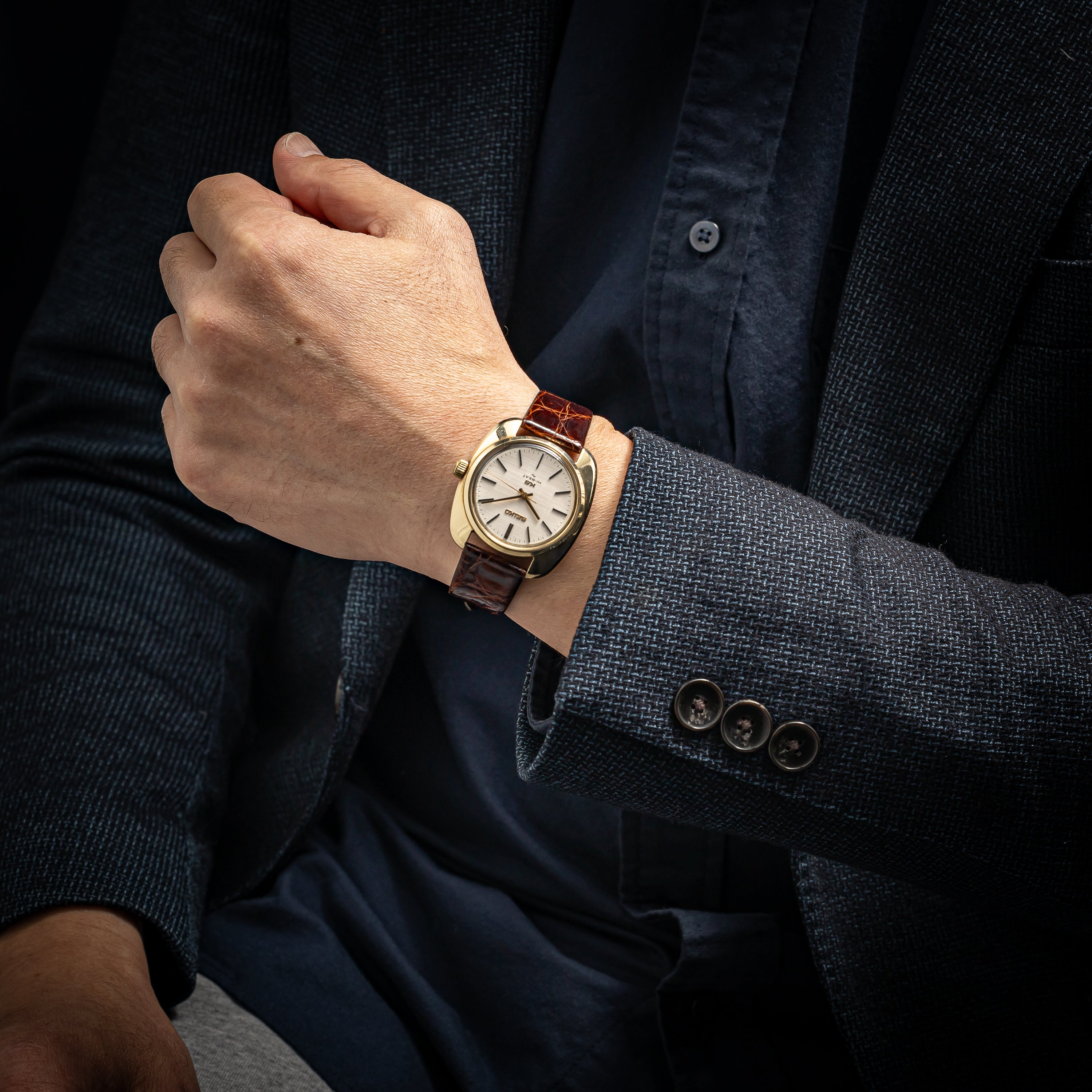 キングセイコー ハイビート 1969年製 Ref.45-8000 CAPゴールド 絹目ダイヤル 純正尾錠付き