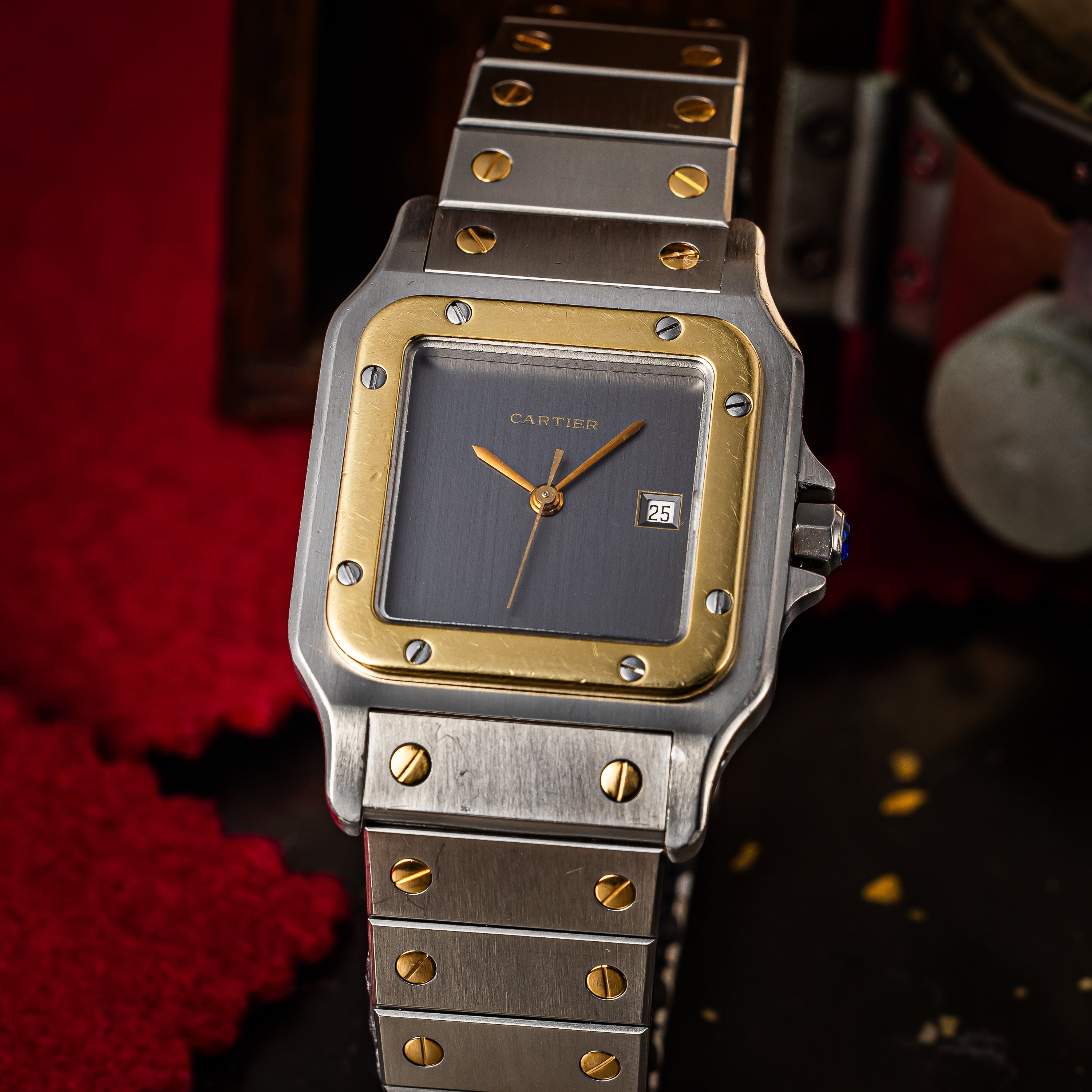 カルティエ サントス LMサイズ 1980年代製 Ref.2961 グレーゴーストダイヤル Cal.2671