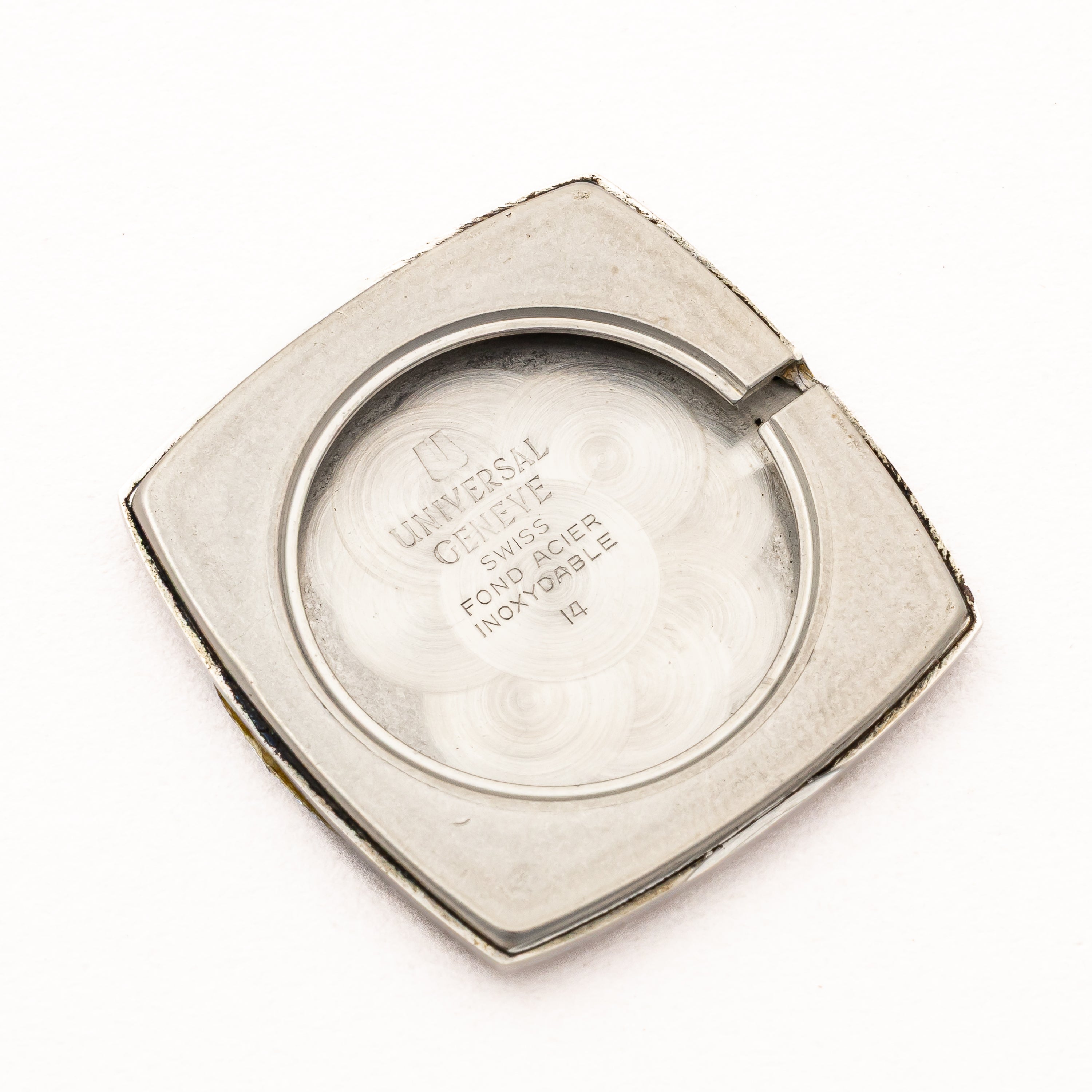 ユニバーサル・ジュネーブ ブラウンダイヤル 1970年代製 手巻き タグ付き 未使用品 純正革ベルト、純正尾錠、箱付き