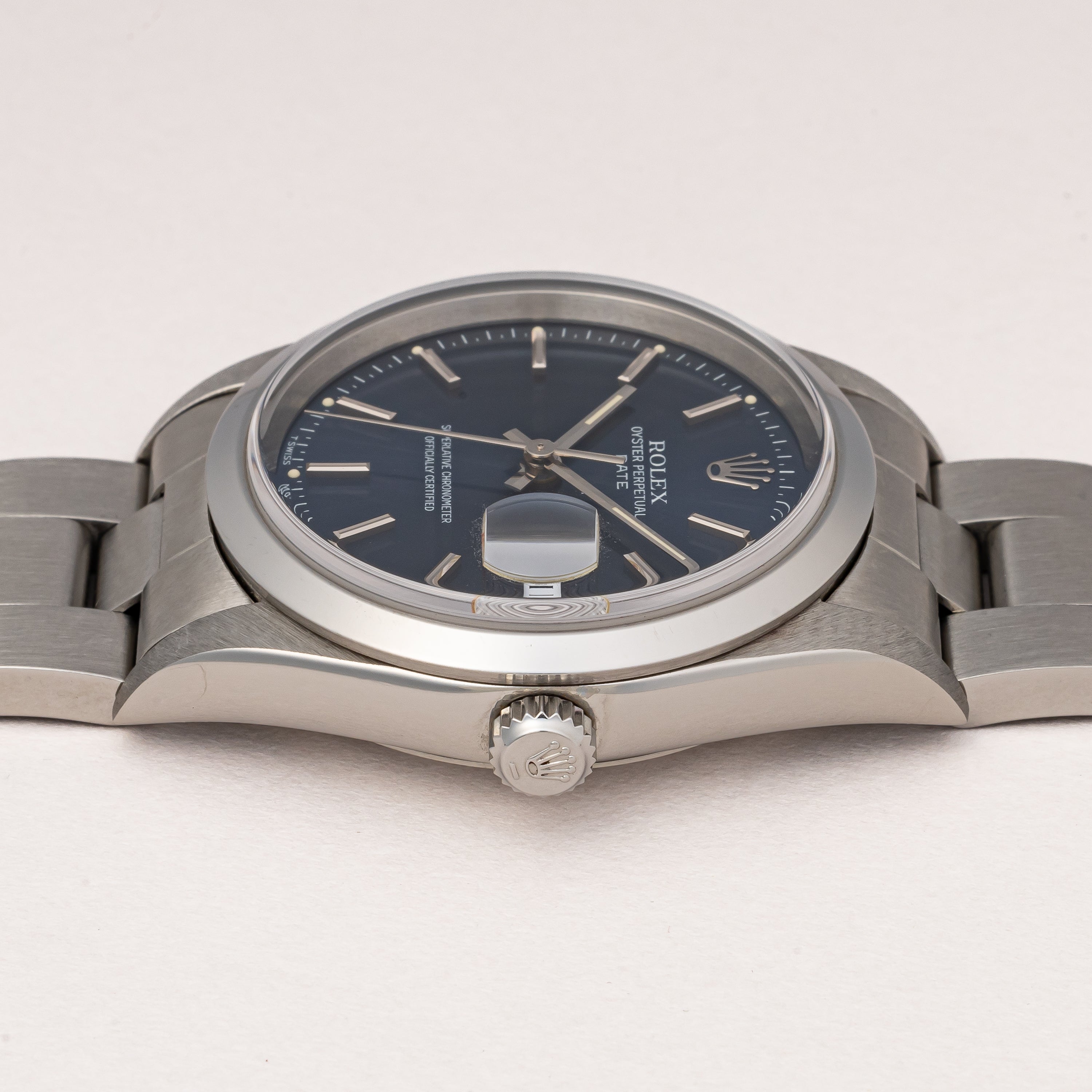 ロレックス オイスターパーペチュアルデイト 1997年製 Ref.15200 ブルーダイヤル 箱、クロス、冊子付き