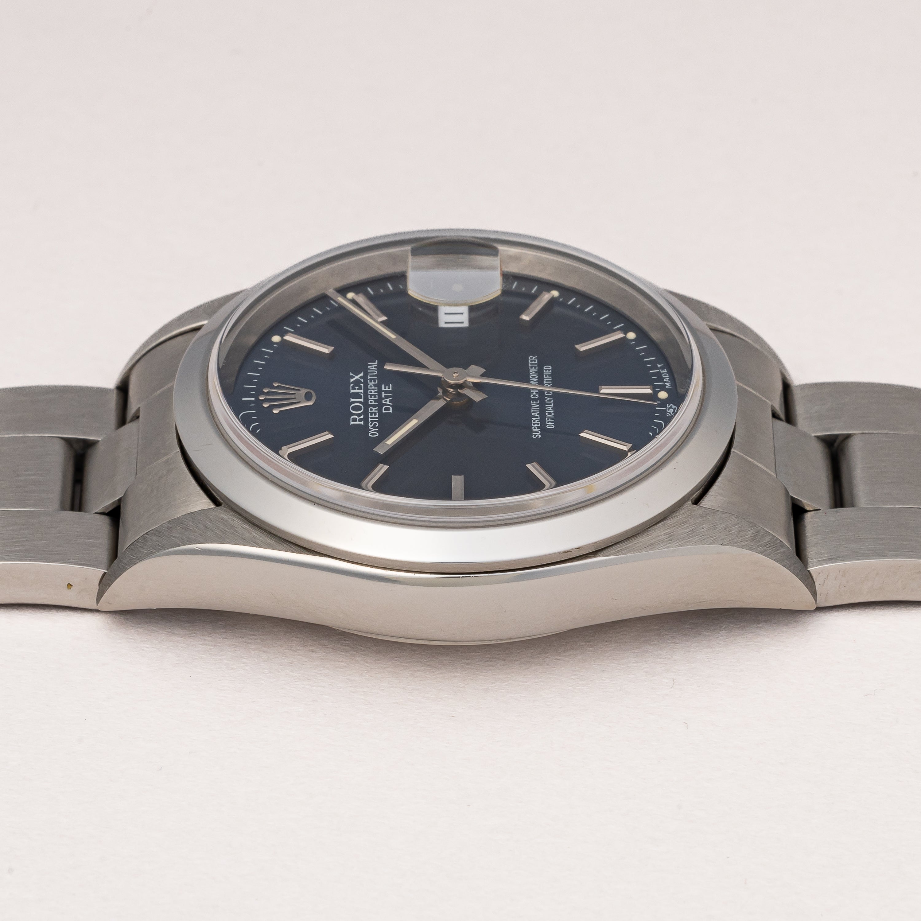 ロレックス オイスターパーペチュアルデイト 1997年製 Ref.15200 ブルーダイヤル 箱、クロス、冊子付き